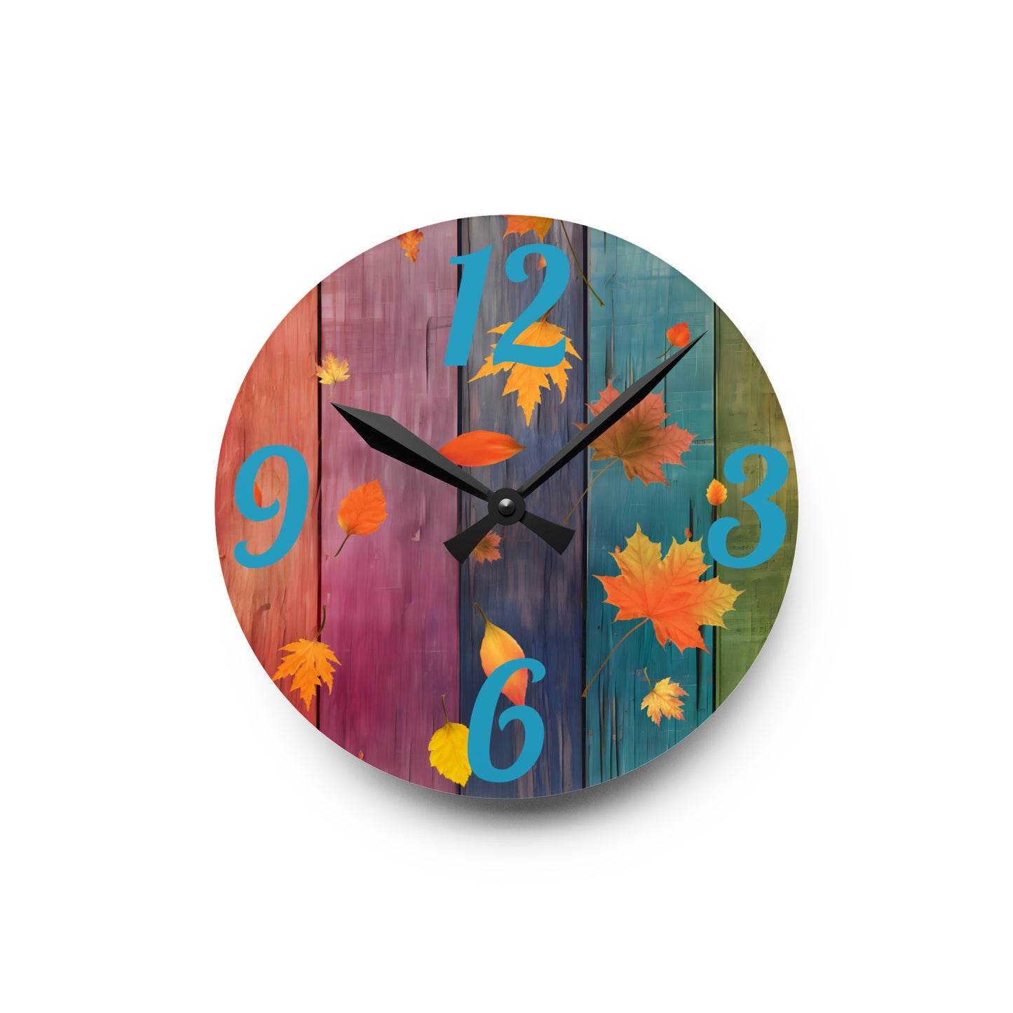 Colorful Wood Autumn Acrylic Wall Clock - Misfit Marketing Designs