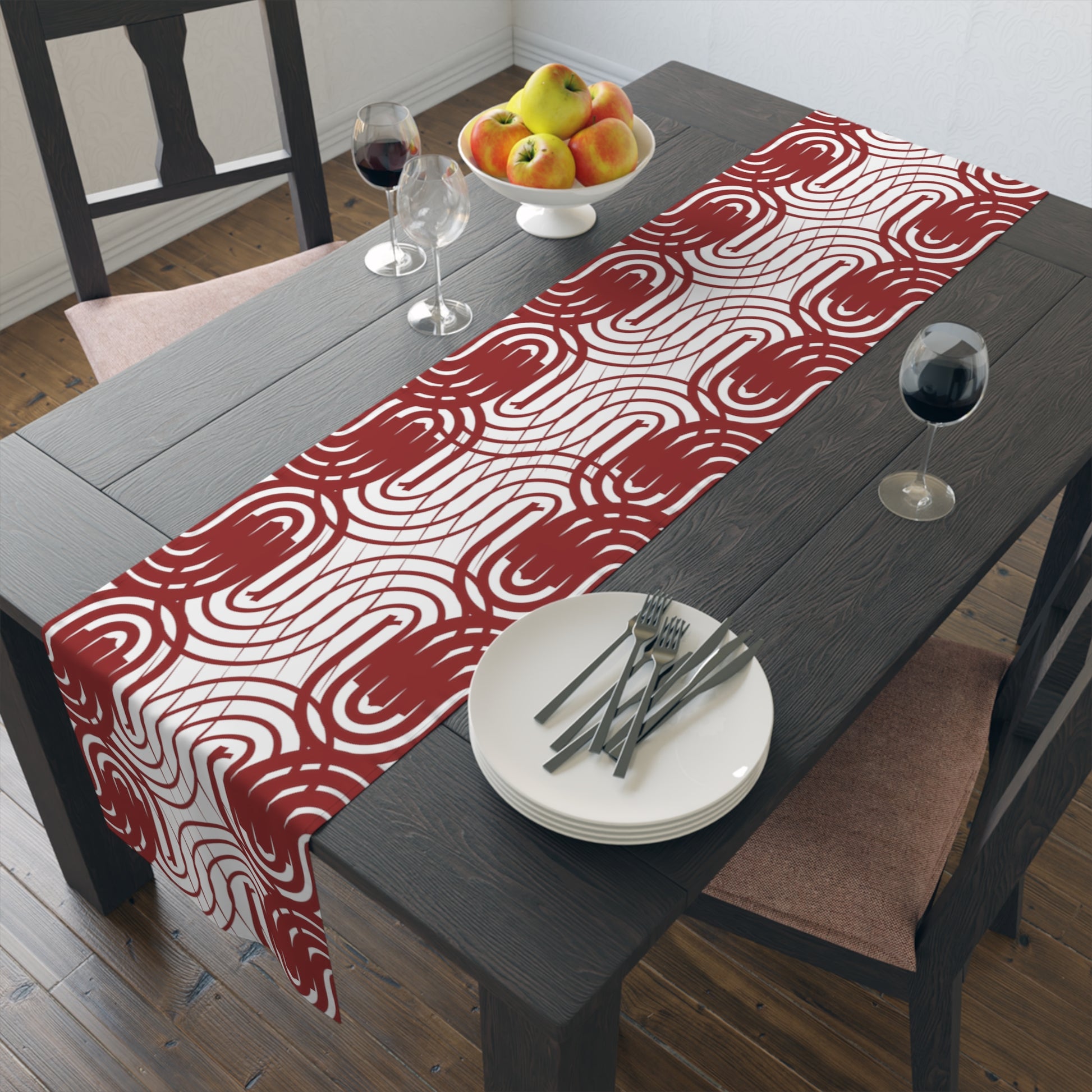 Burgundy Lines Table Runner - Elegant and Stylish - Misfit Marketing Design Studios