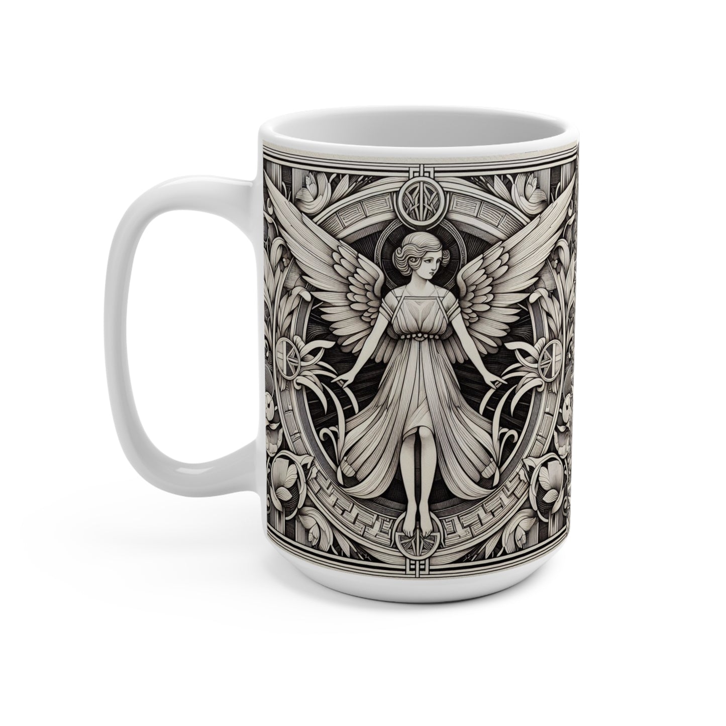 Art Deco Black and White Angel Coffee Mug