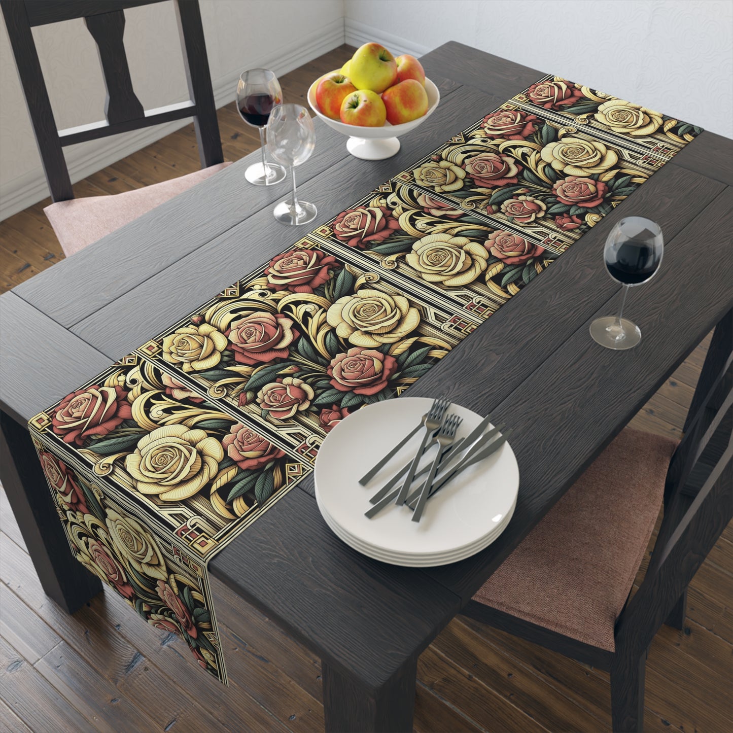 Elegant Red Yellow Roses Table Runner - Perfect for Any Occasion