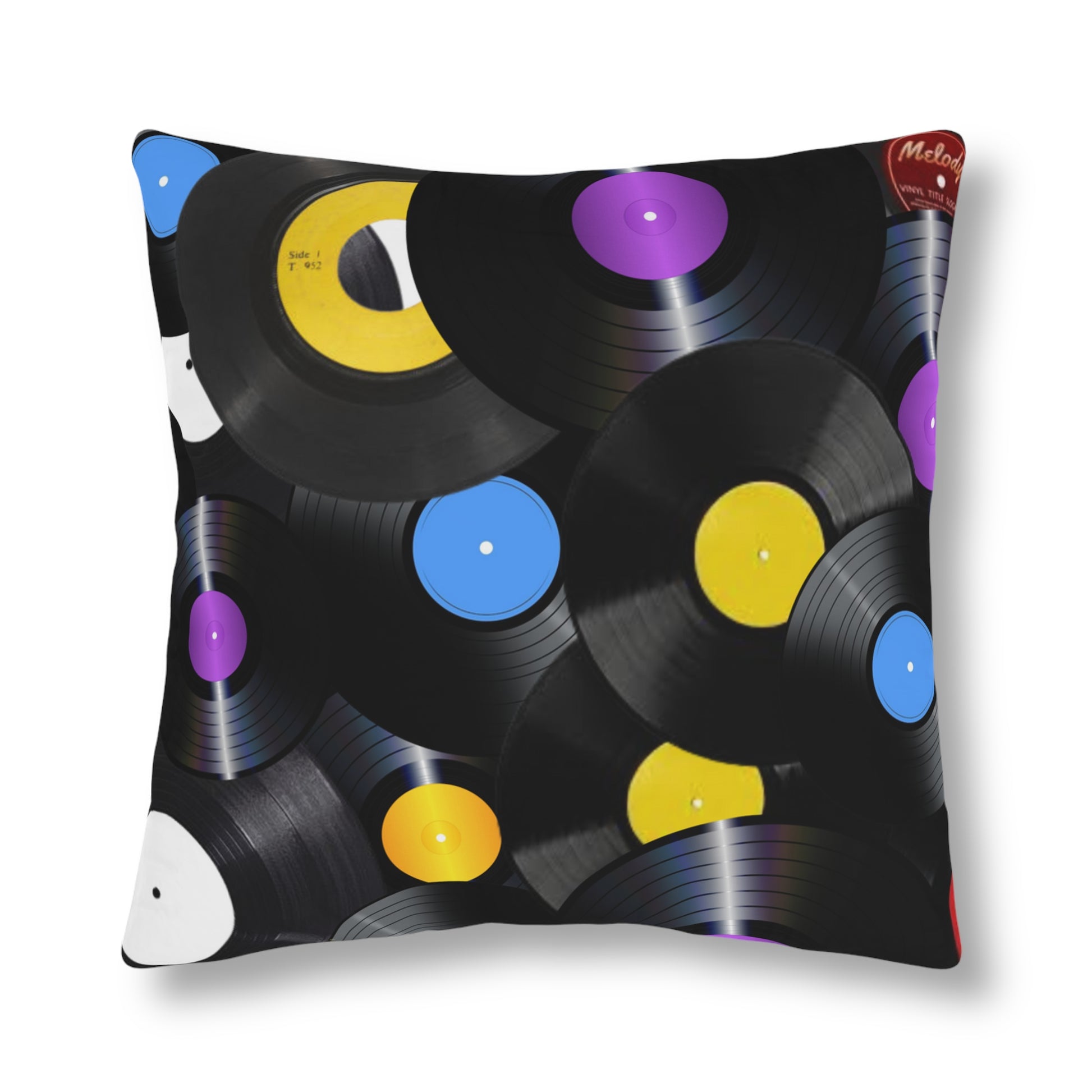 Vinyl Record Decorative Pillow - Retro Music Inspired Home Decor - Misfit Marketing Design Studios