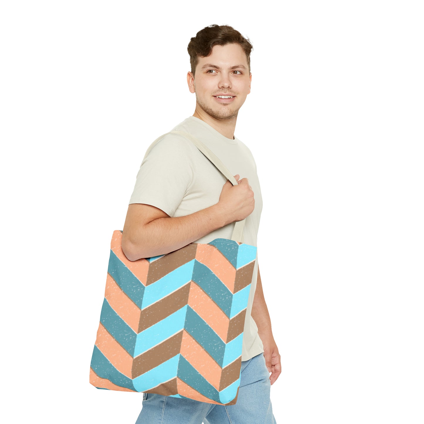 Misty Cyan Chevron Tote Bag - Fashionable and Functional - Misfit Marketing Design Studios