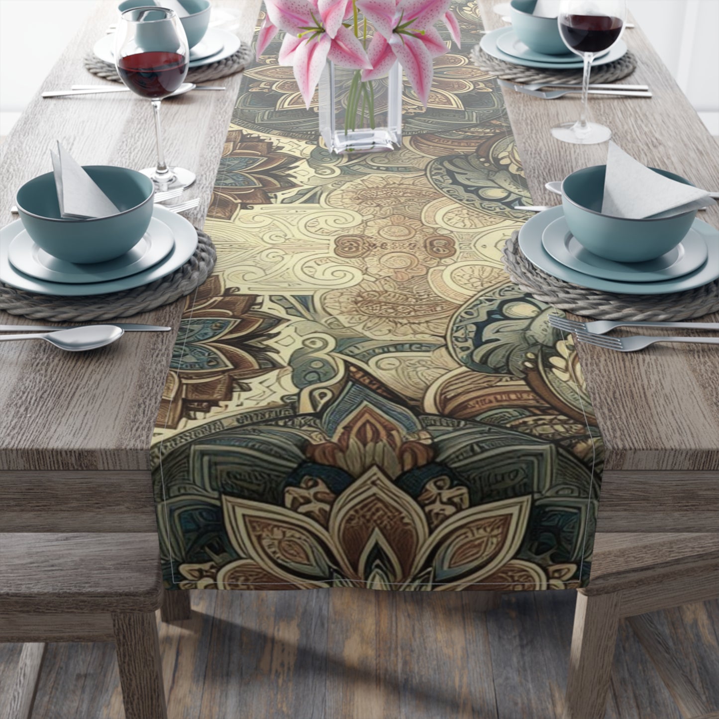 Cafe Beige Floral Table Runner