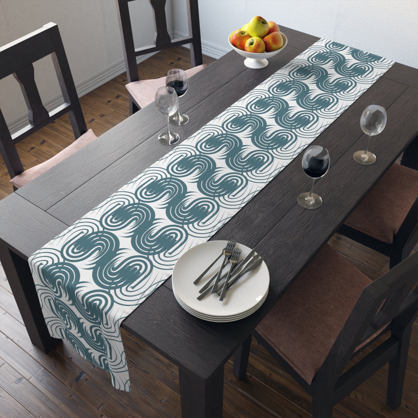 Paynes Gray Table Runner with Artistic Pattern - Elegant and Unique Home Decor - Misfit Marketing Design Studios