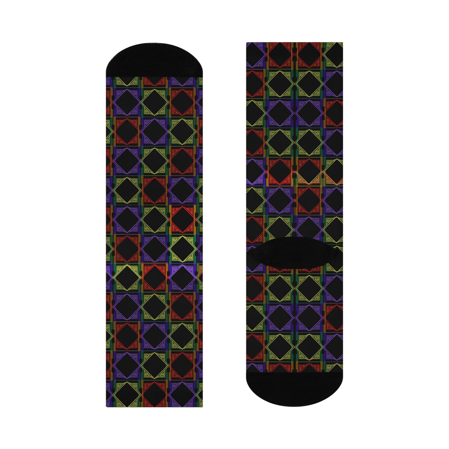 Art Deco Rainbow Cushioned Crew Socks - Misfit Marketing Design Studios