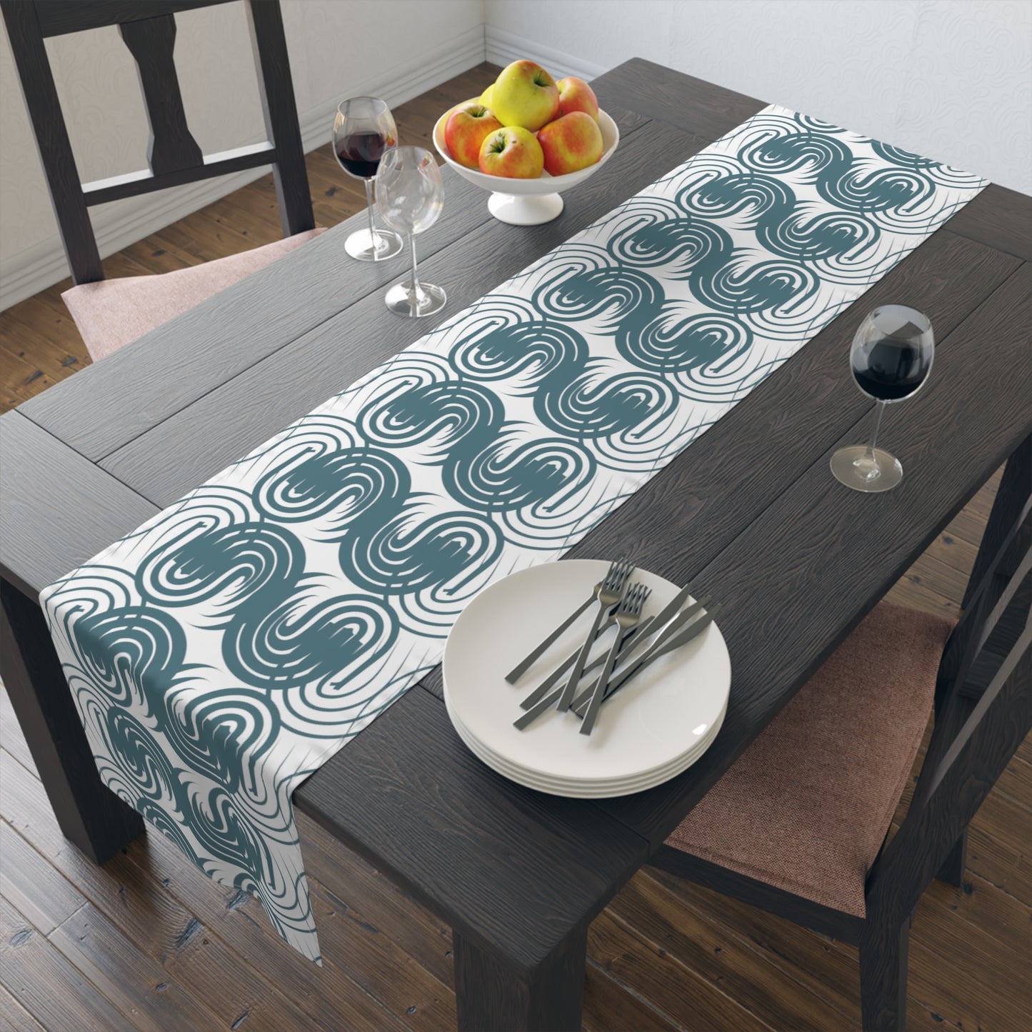 Paynes Gray Table Runner with Artistic Pattern - Elegant and Unique Home Decor - Misfit Marketing Design Studios