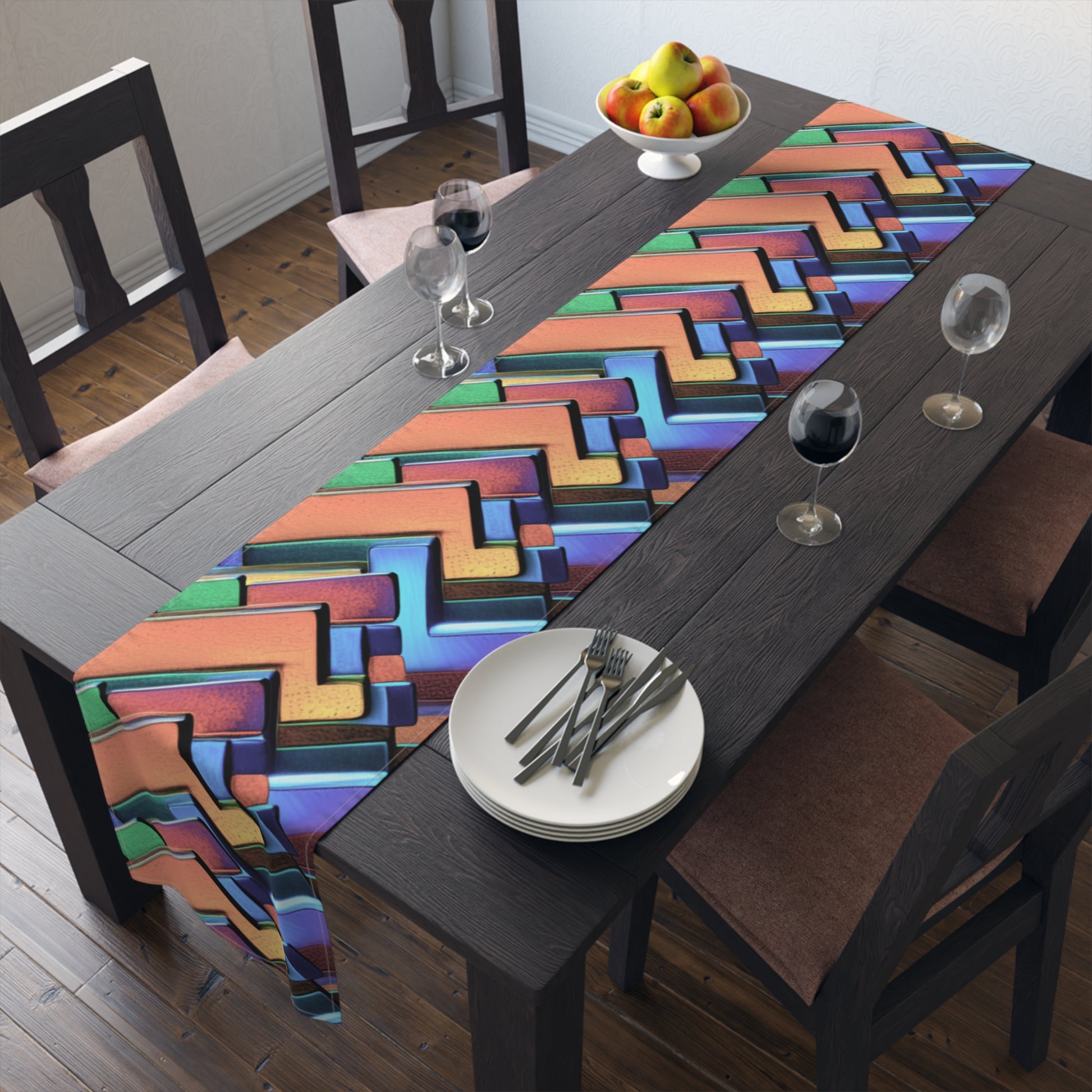 Vibrant and Colorful Abstract Decorative Table Runner - Misfit Marketing Design Studios