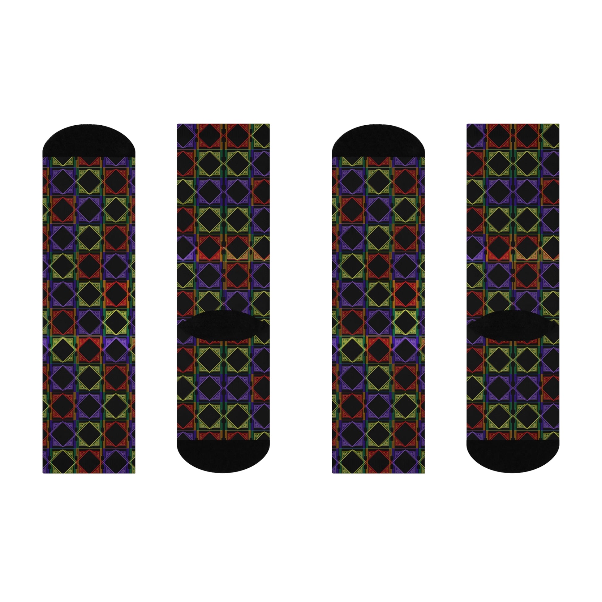 Art Deco Rainbow Cushioned Crew Socks - Misfit Marketing Design Studios