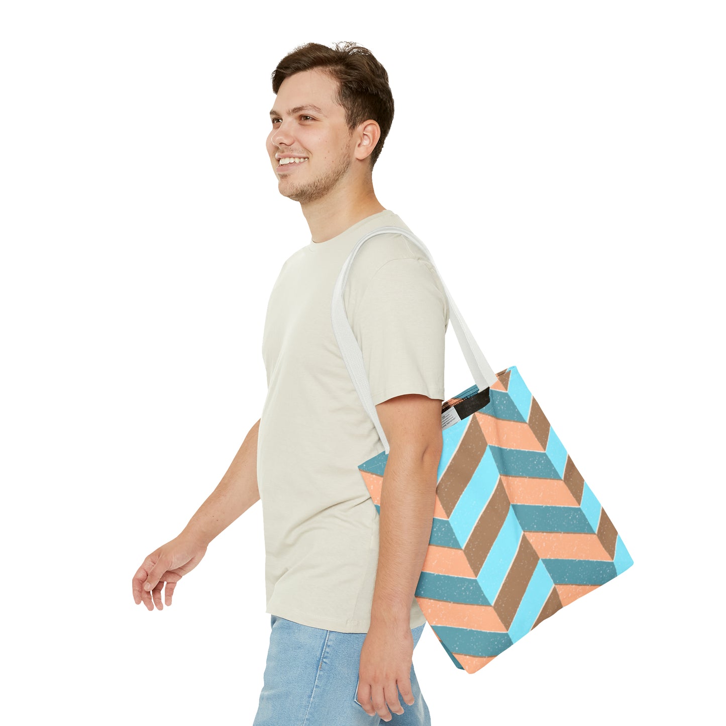 Misty Cyan Chevron Tote Bag - Fashionable and Functional - Misfit Marketing Design Studios