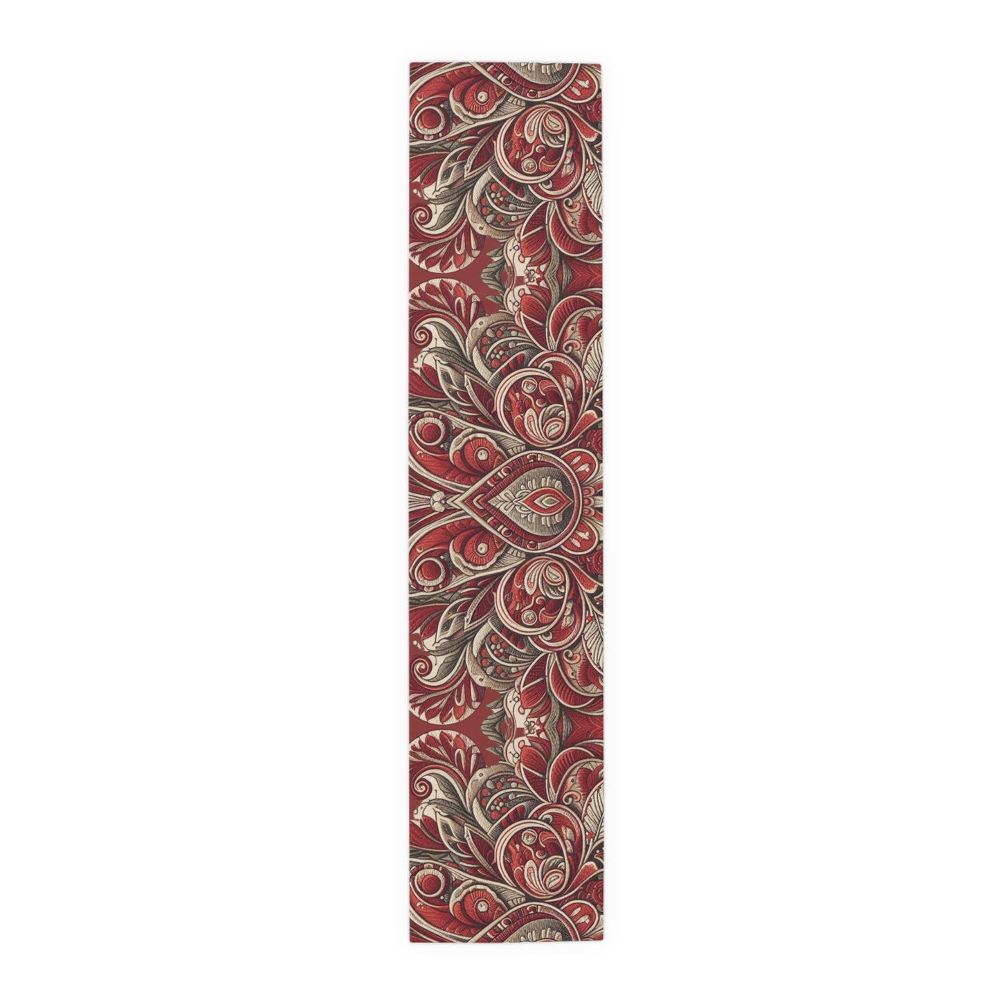 Burgundy Floral Pattern Table Runner