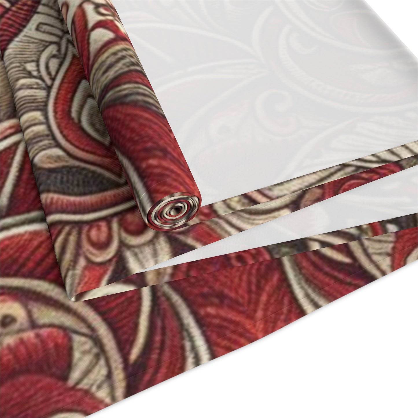 Burgundy Floral Pattern Table Runner