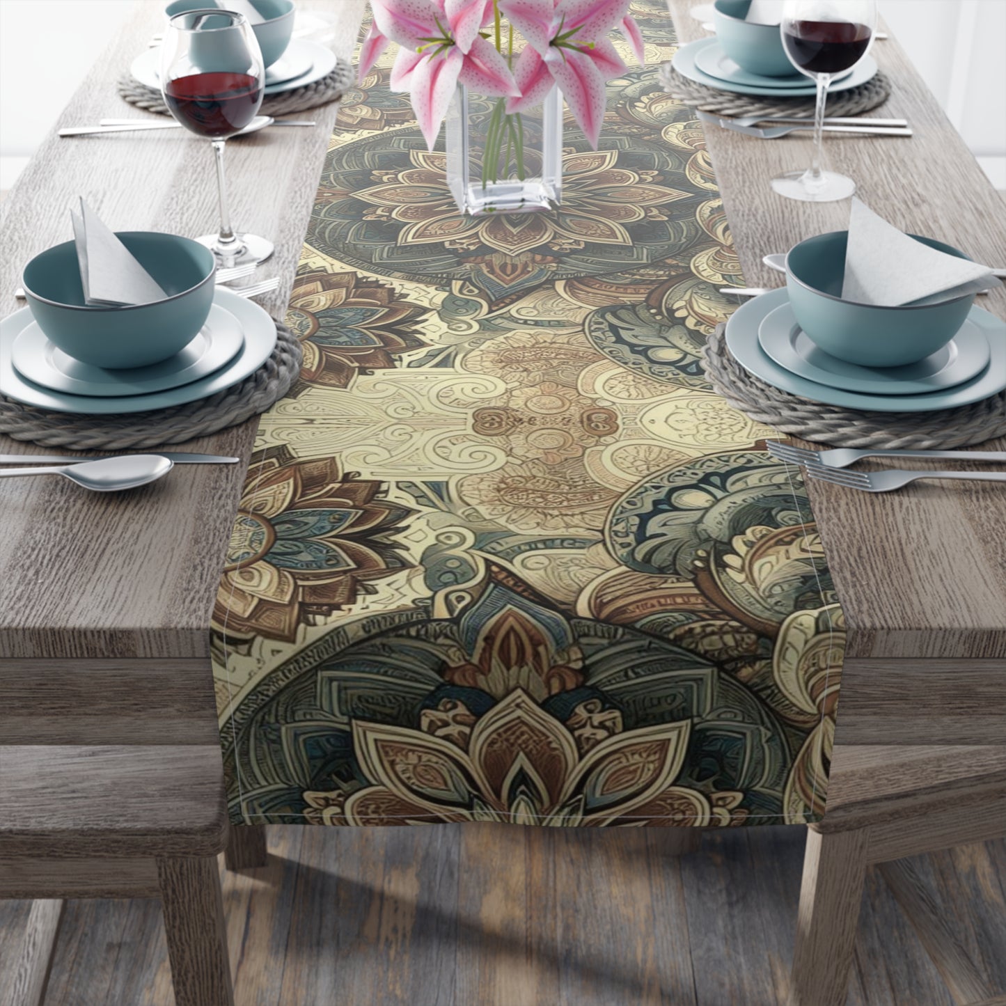 Cafe Beige Floral Table Runner