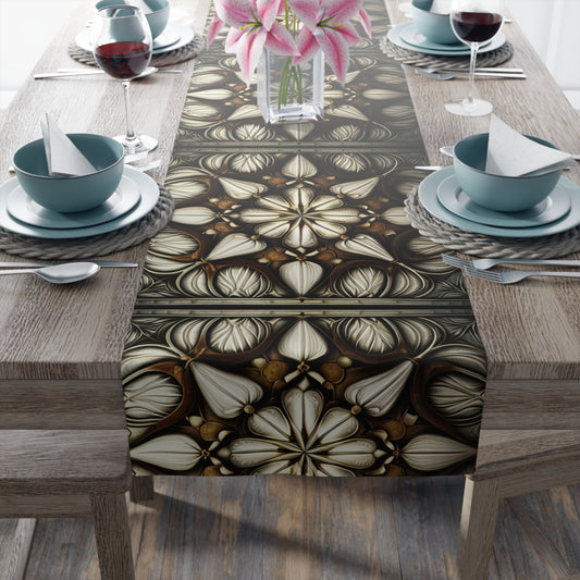 Ivory Art Deco Pattern Table Runner