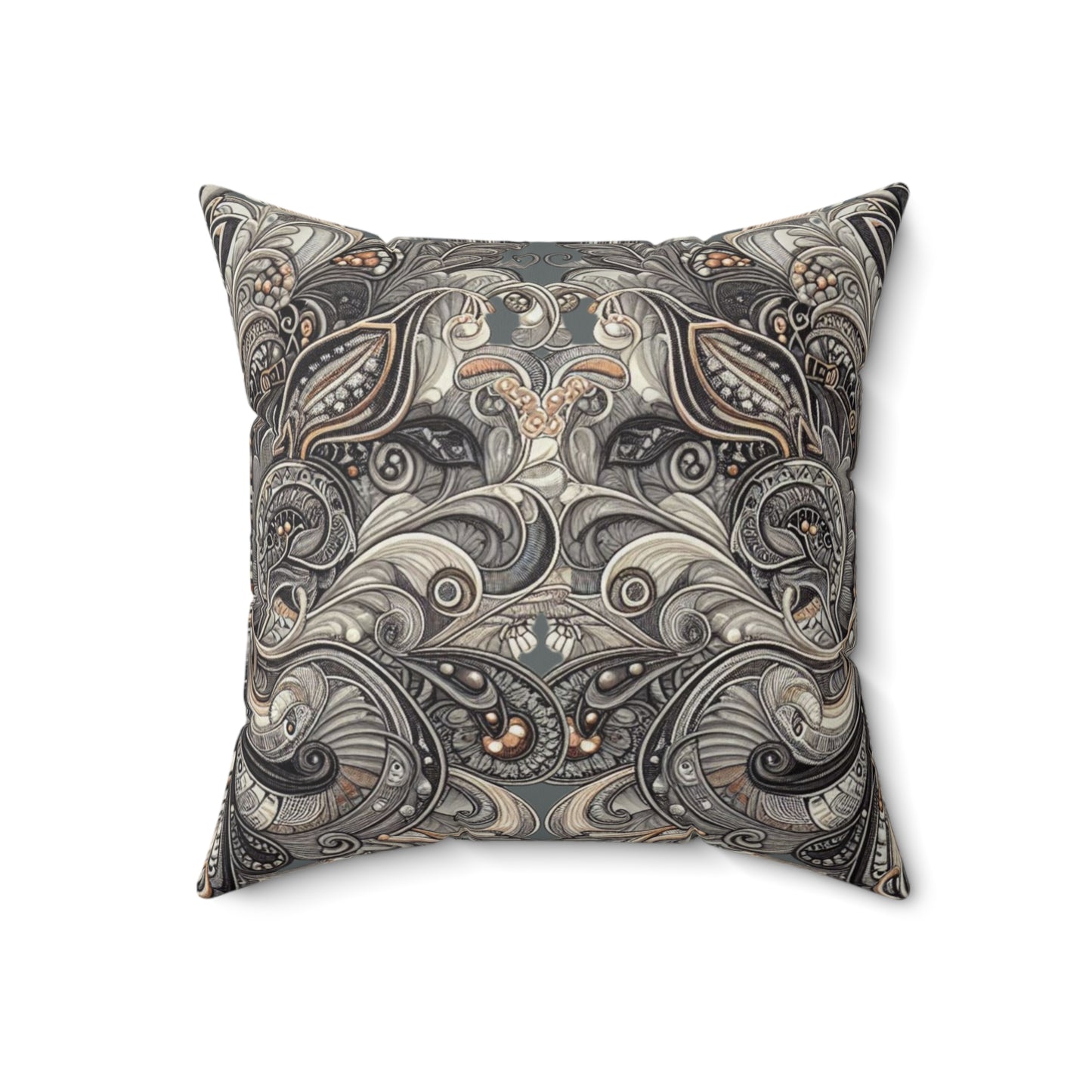 Art Deco Paisley Faux Suede Square Pillow