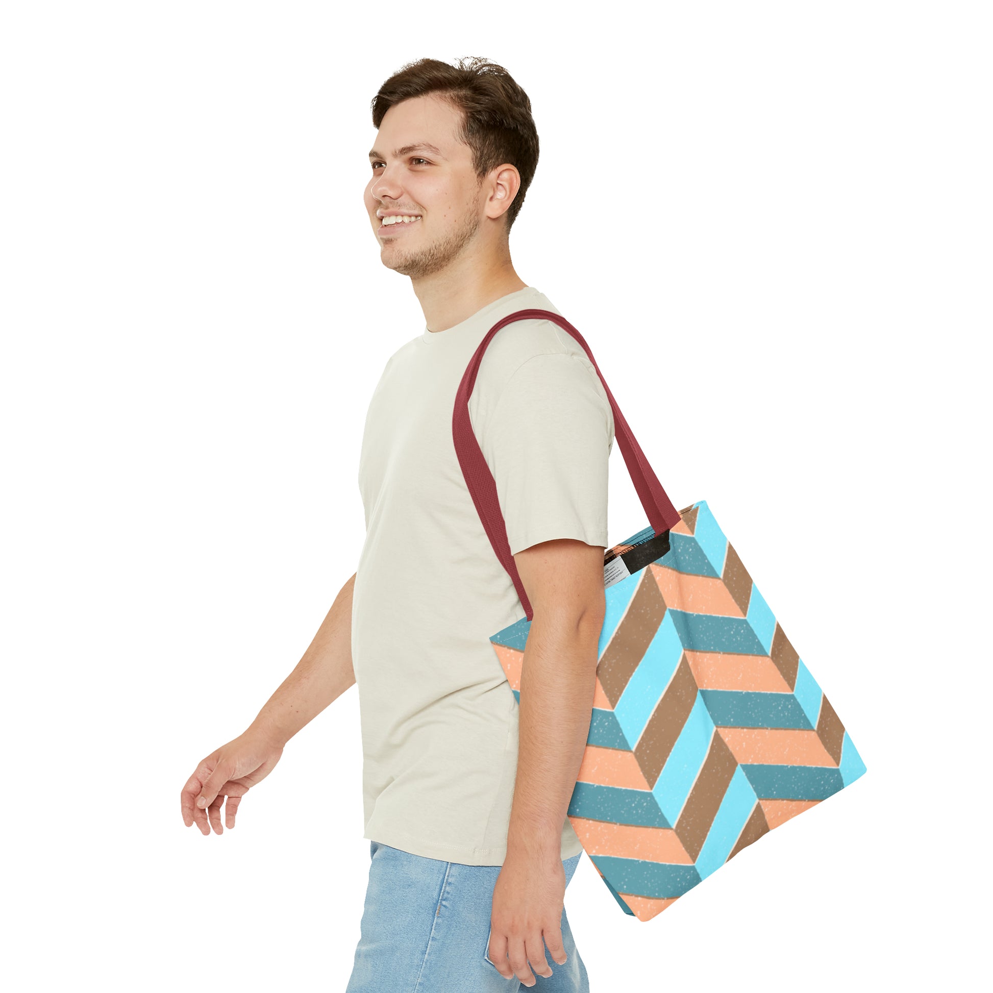 Misty Cyan Chevron Tote Bag - Fashionable and Functional - Misfit Marketing Design Studios