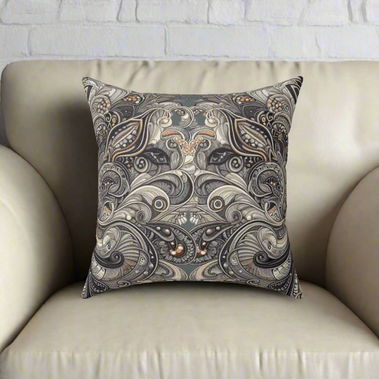 Art Deco Paisley Faux Suede Square Pillow