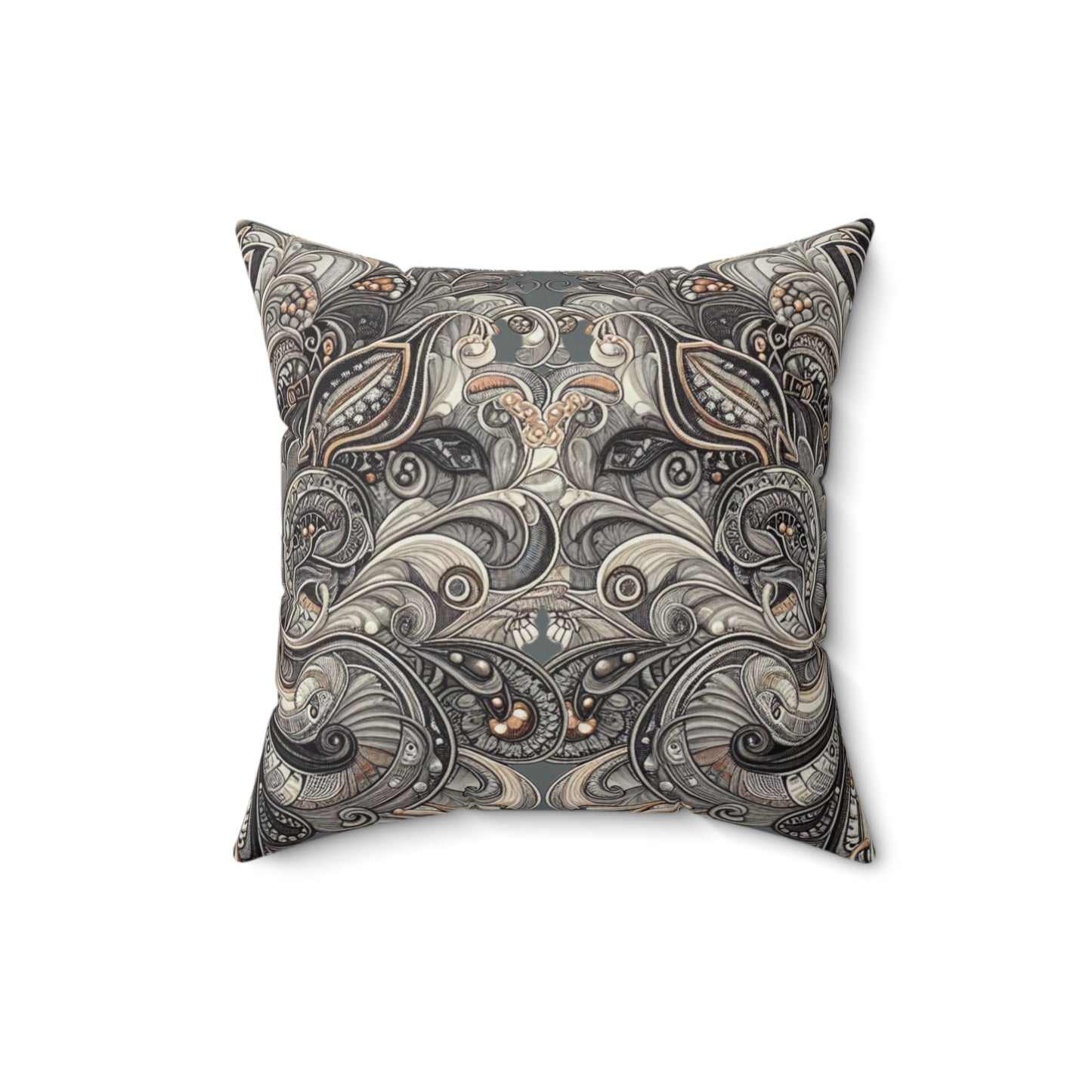 Art Deco Paisley Faux Suede Square Pillow