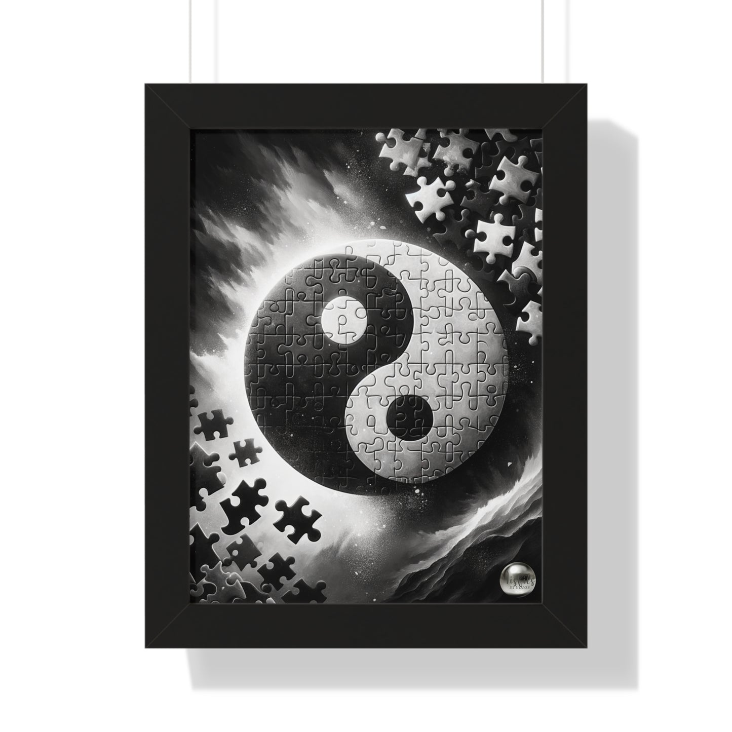 Yin Yang Interconnected Puzzle Pieces - Framed Vertical Poster  Home Decor - Misfit Marketing Design Studios