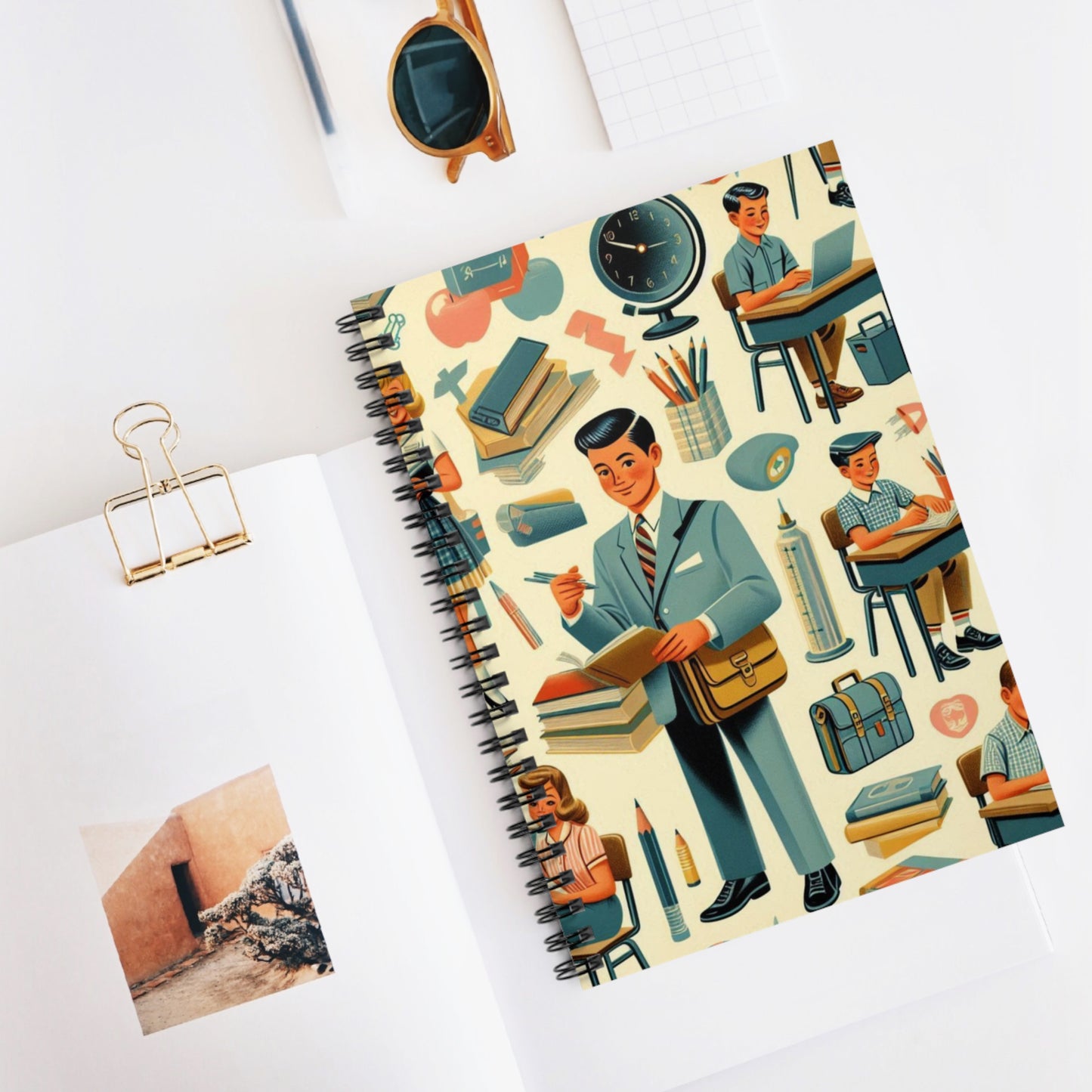 Back to School in 1950s Style Spiral Notebook - Ruled Line