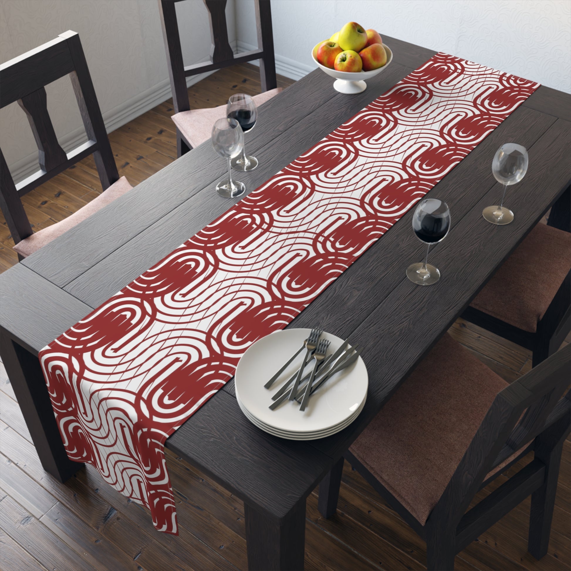 Burgundy Lines Table Runner - Elegant and Stylish - Misfit Marketing Design Studios