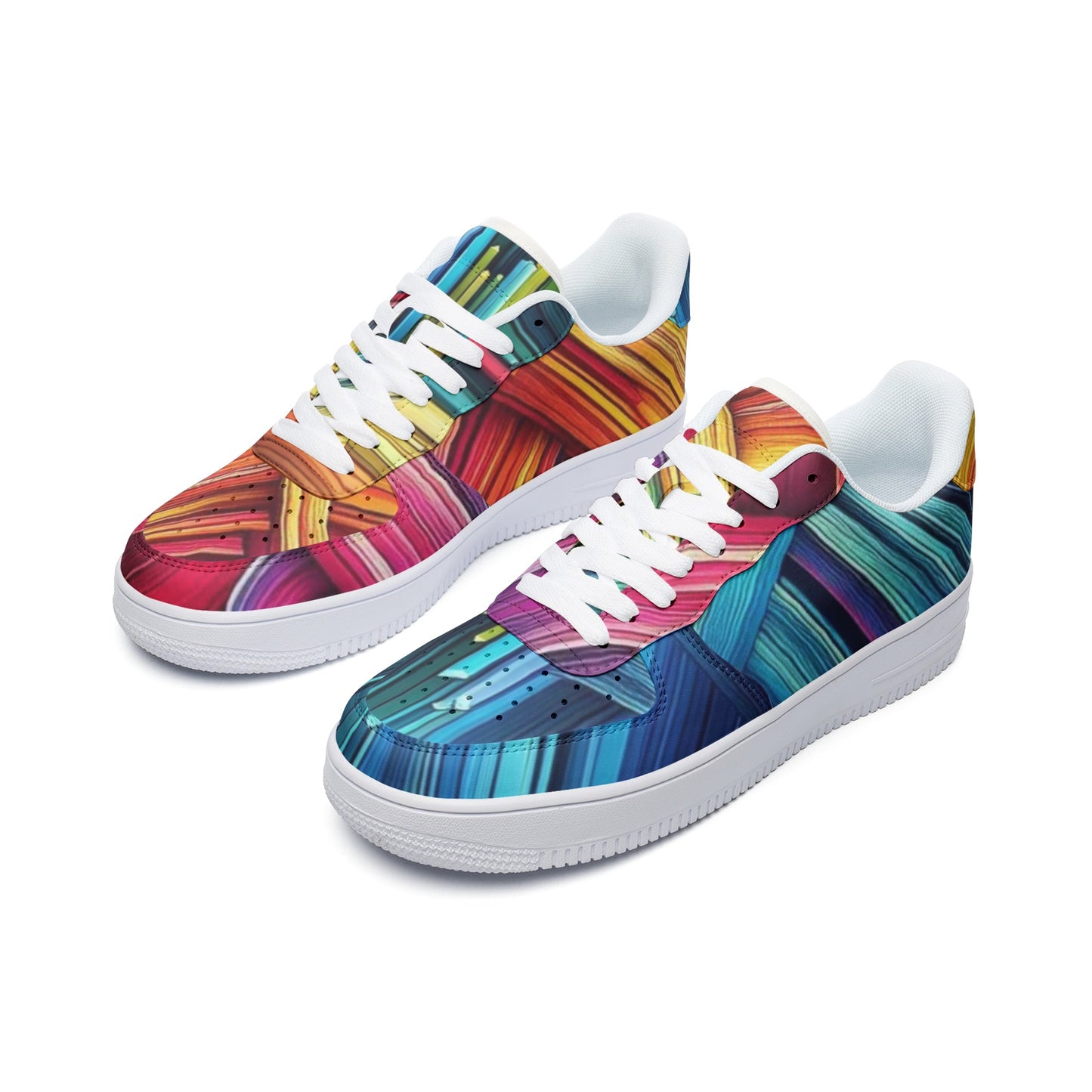 Vibrant Unisex Low Top Colorful Leather Sneakers