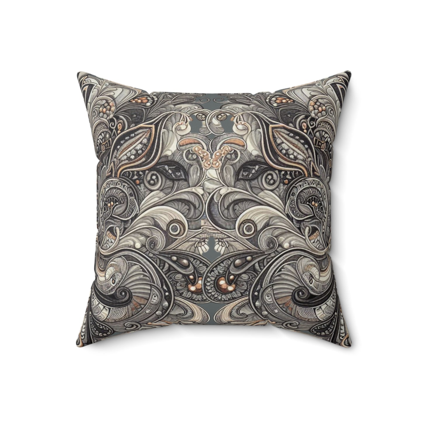 Art Deco Paisley Faux Suede Square Pillow