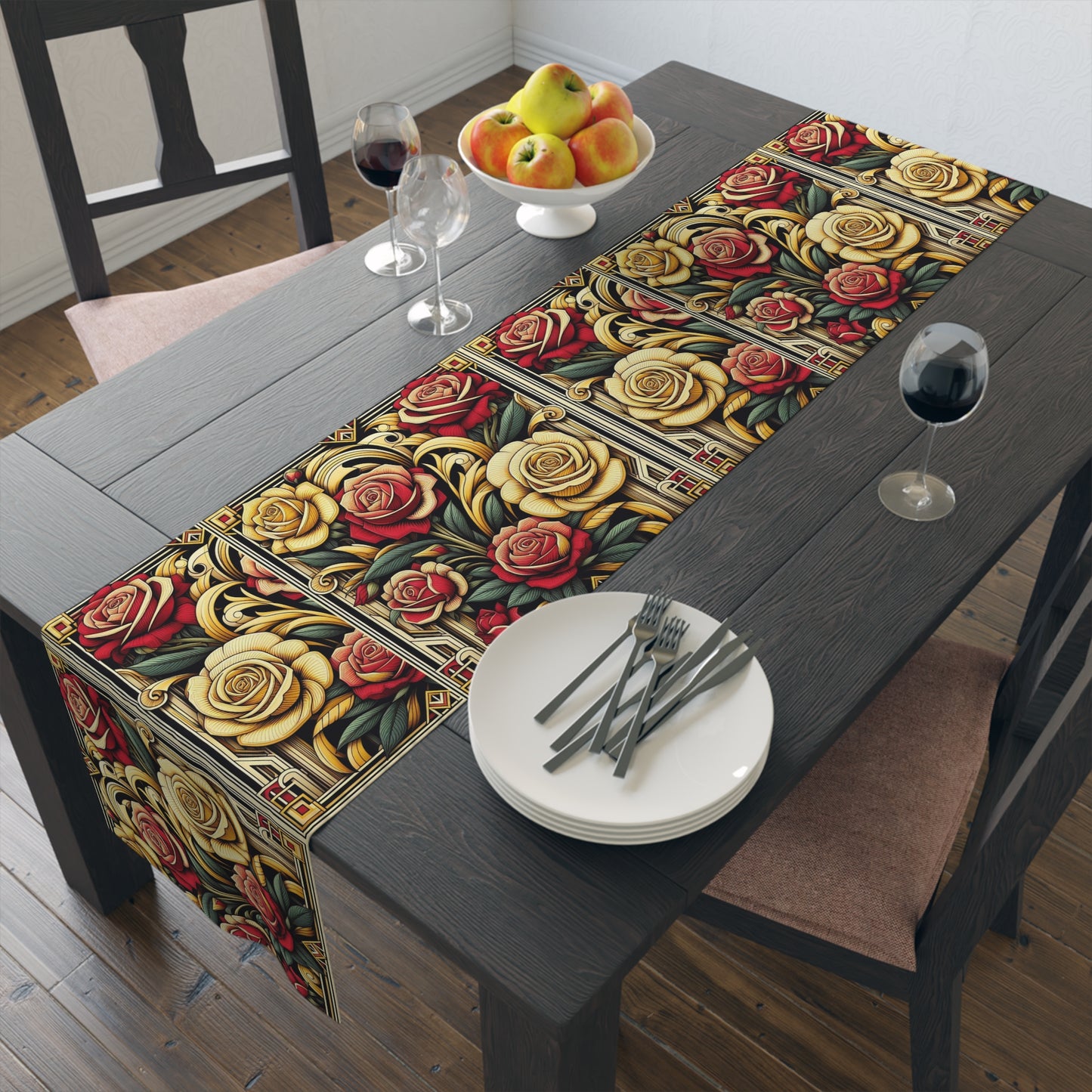 Elegant Red Yellow Roses Table Runner - Perfect for Any Occasion