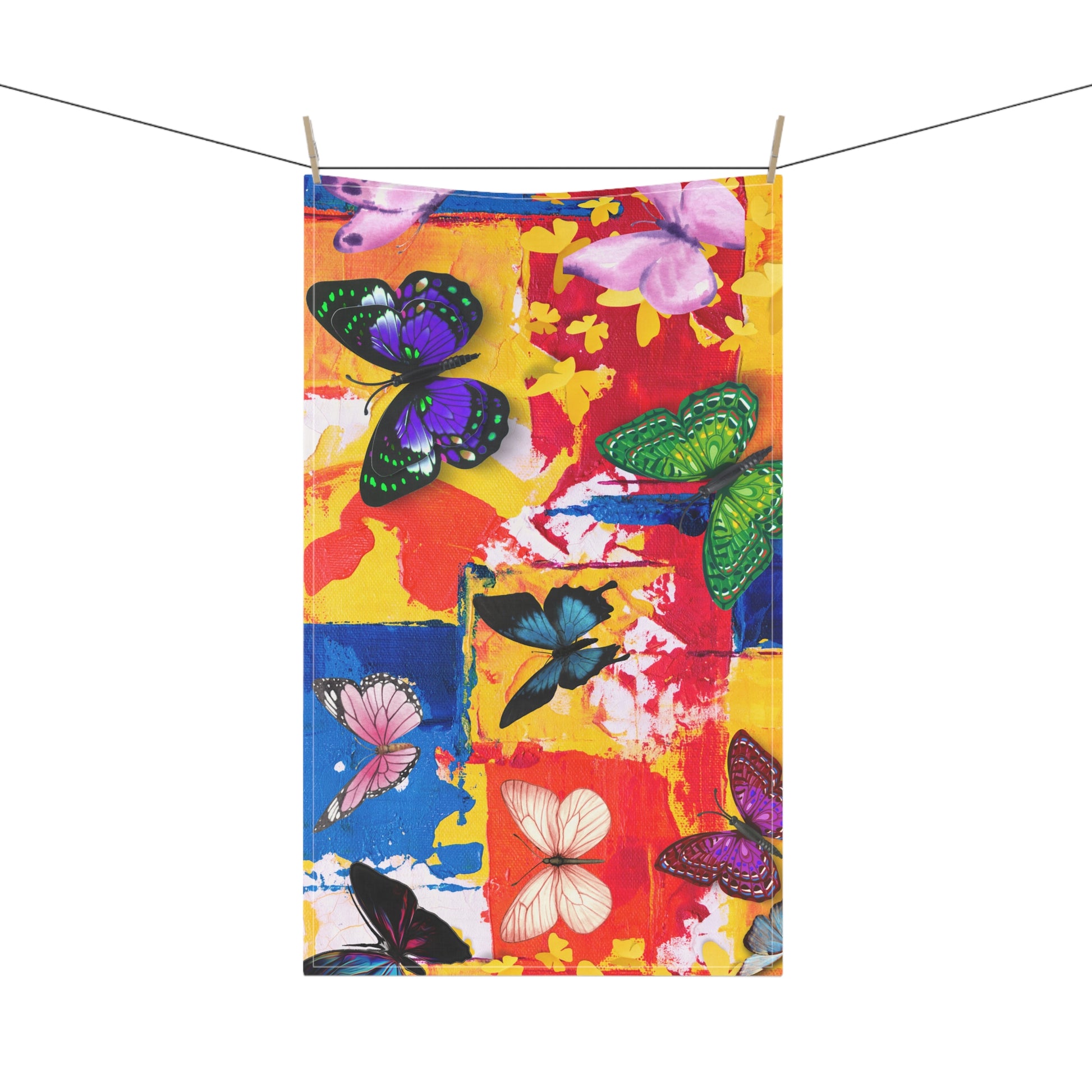 Sunshine Butterfly Kitchen Towel - Vibrant and Functional for Your Home - Misfit Marketing Design Studios