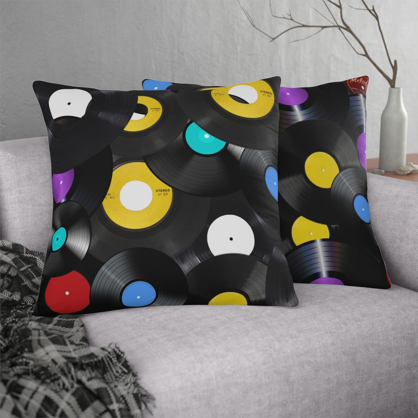 Vinyl Record Decorative Pillow - Retro Music Inspired Home Decor - Misfit Marketing Design Studios