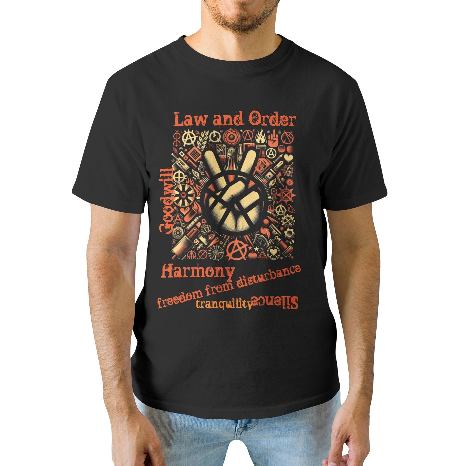 Mens Premium Cotton T-Shirt - Peace and Diversity Design - Misfit Marketing Design Studios