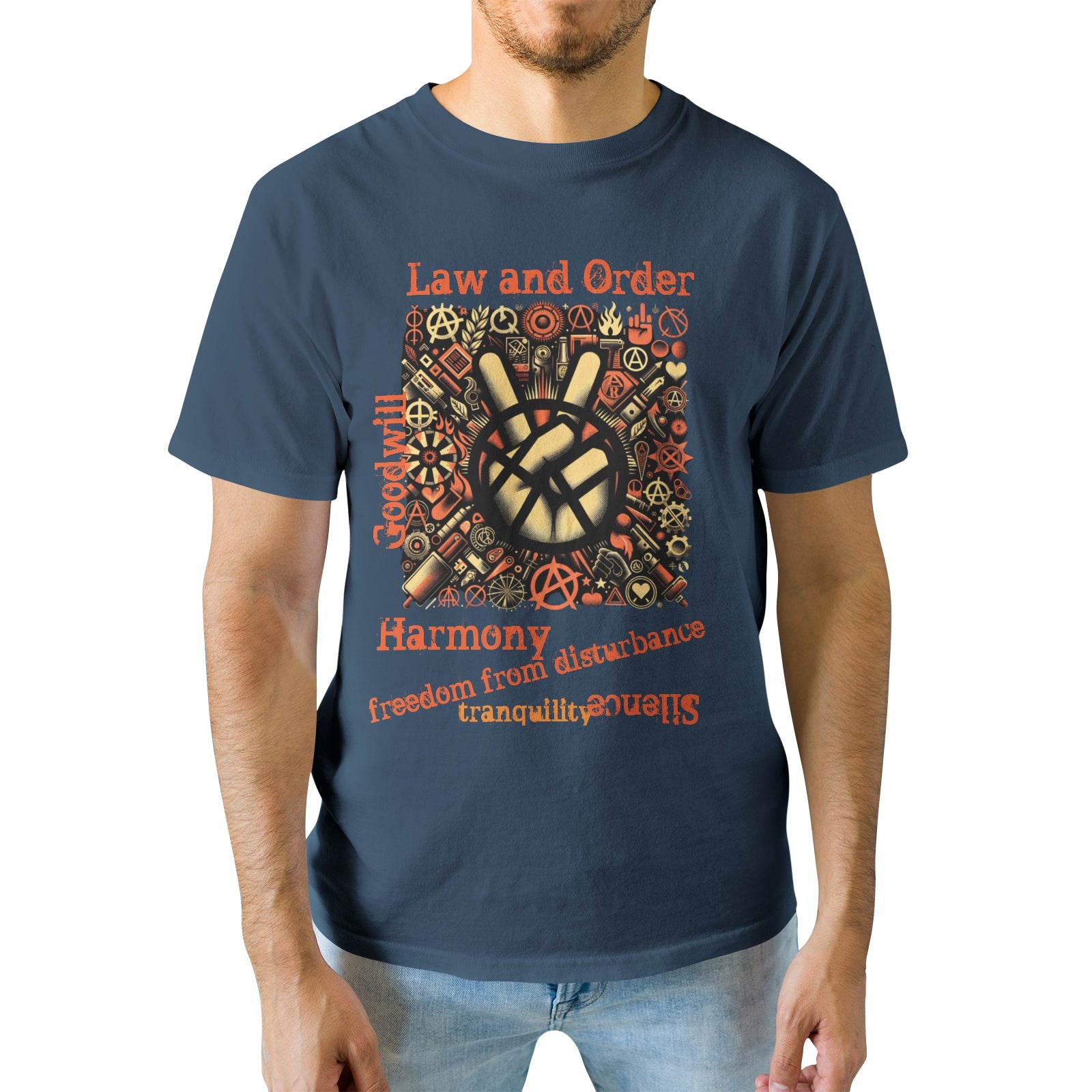 Mens Premium Cotton T-Shirt - Peace and Diversity Design - Misfit Marketing Design Studios