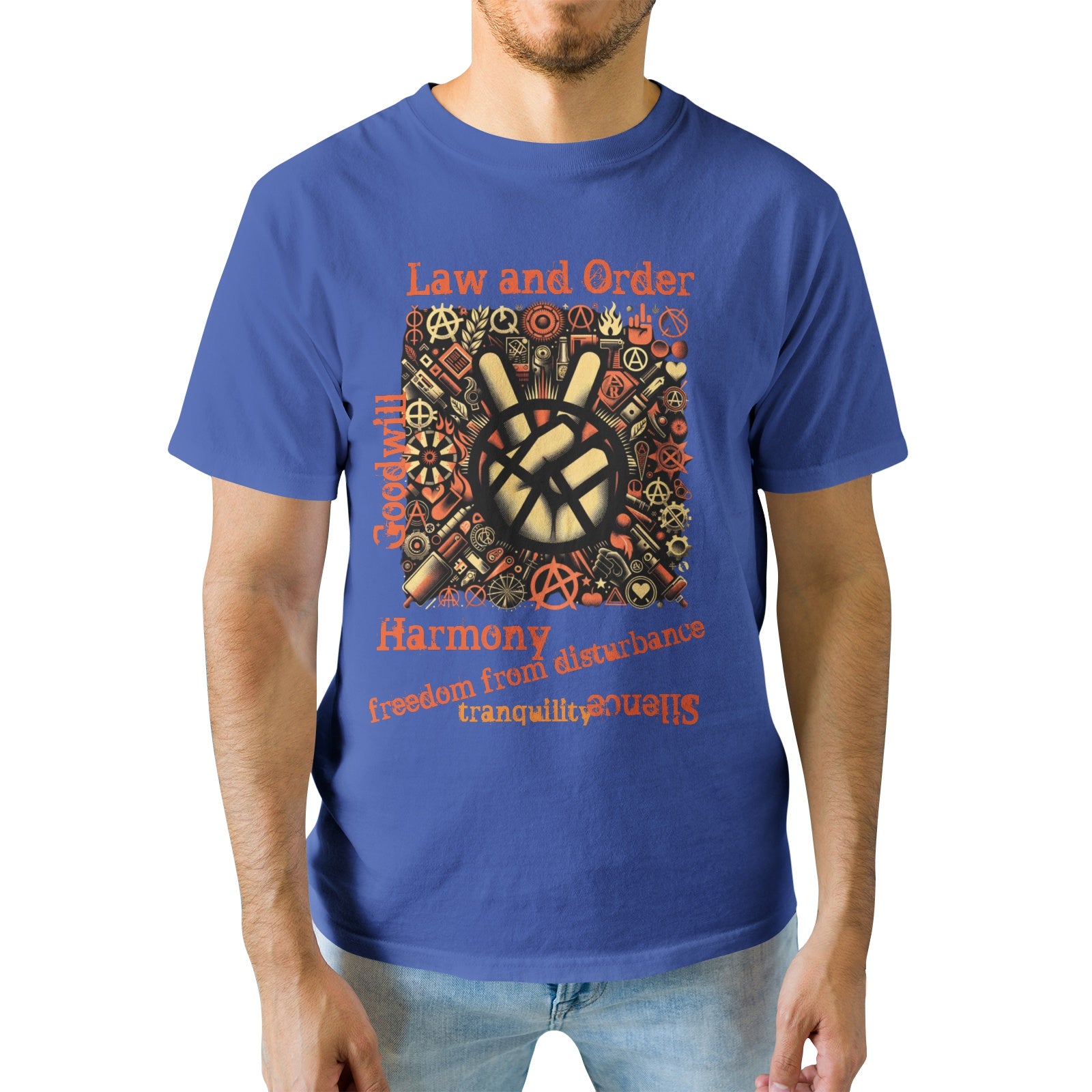 Mens Premium Cotton T-Shirt - Peace and Diversity Design - Misfit Marketing Design Studios