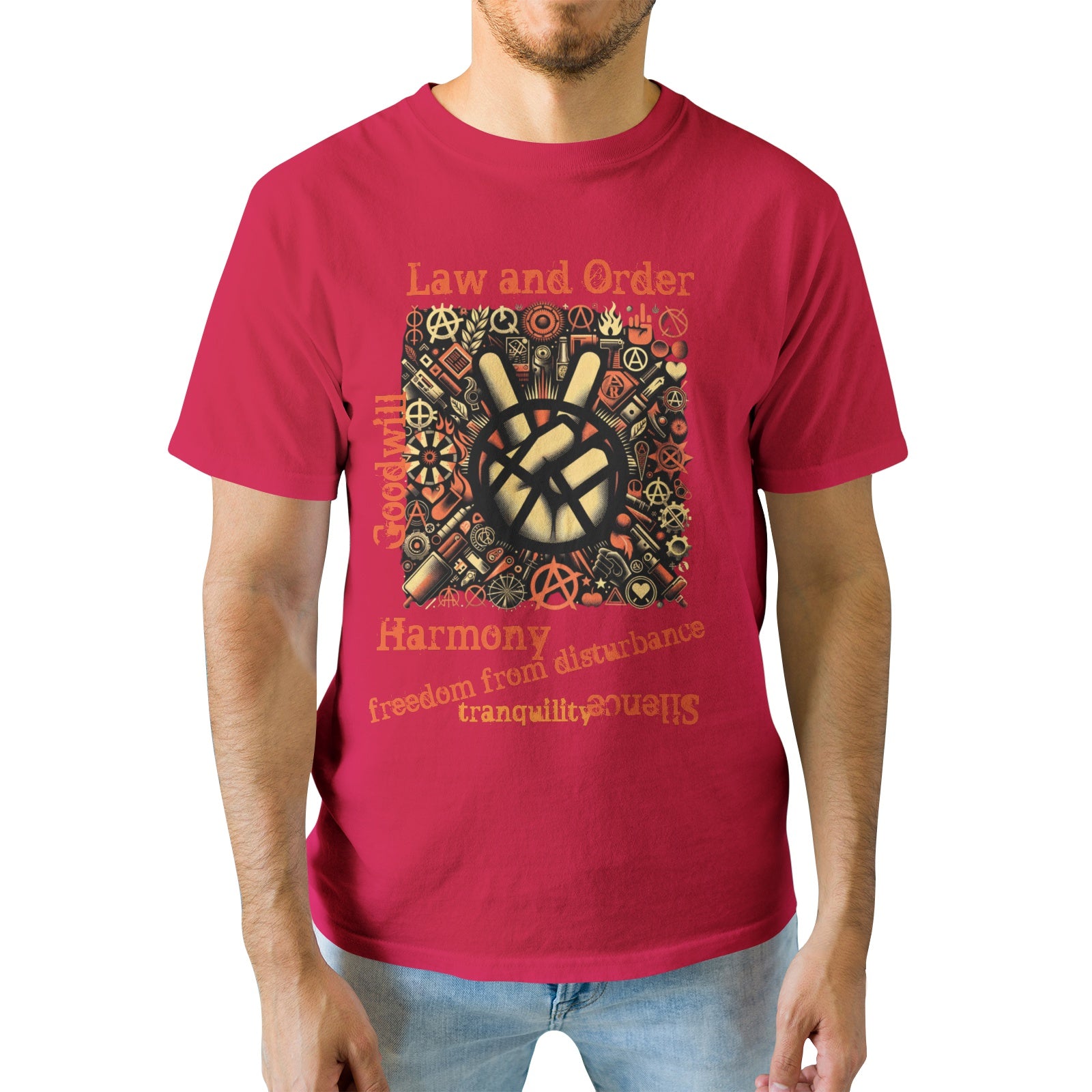 Mens Premium Cotton T-Shirt - Peace and Diversity Design - Misfit Marketing Design Studios