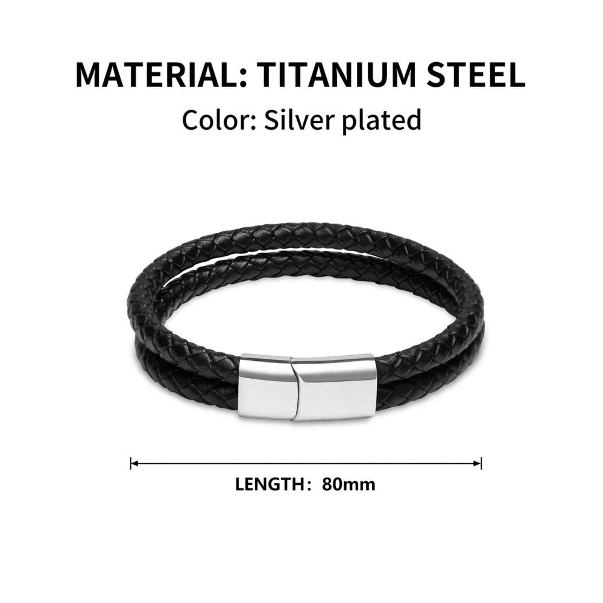 Engravable Black Leather Bracelet - Personalized Gift for Him or Her - Misfit Marketing Design Studios