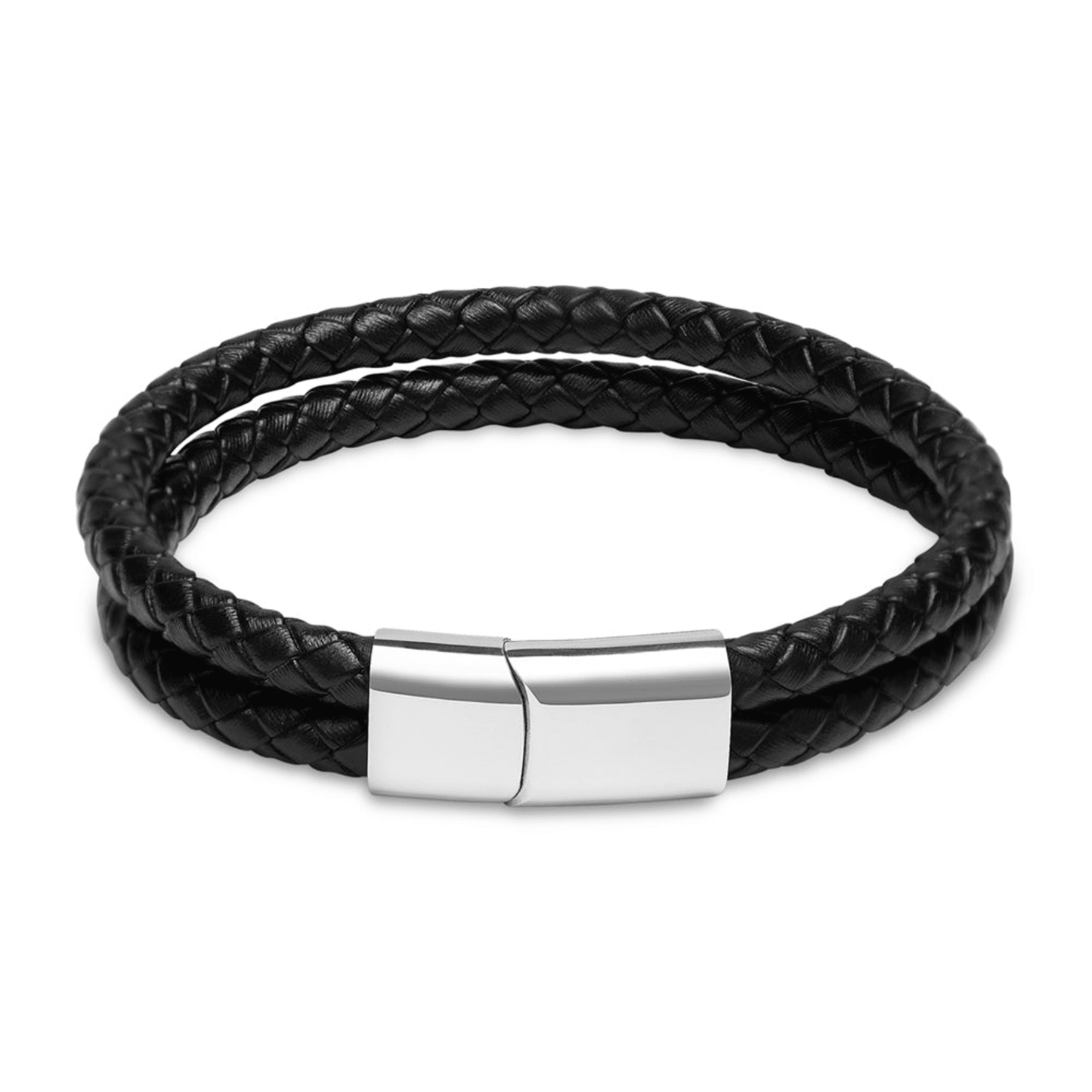 Engravable Black Leather Bracelet - Personalized Gift for Him or Her - Misfit Marketing Design Studios