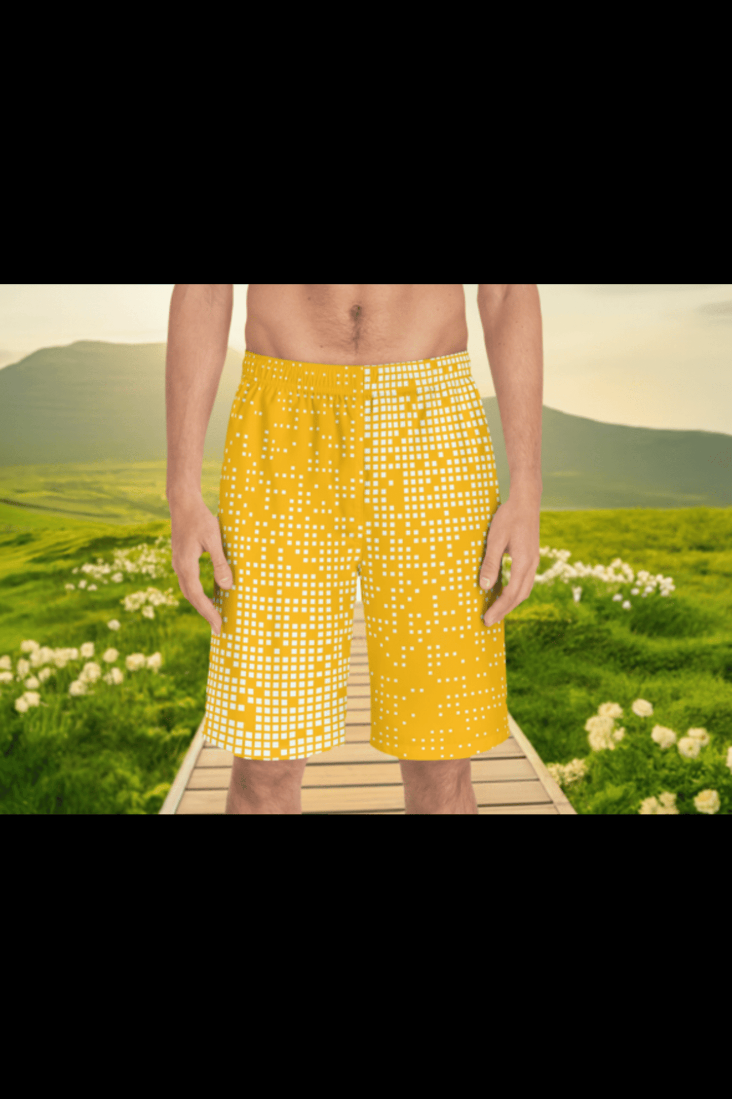 Amber Gradient Dot Mens Board Shorts - Trendy Summer Swimwear - Misfit Marketing Design Studios