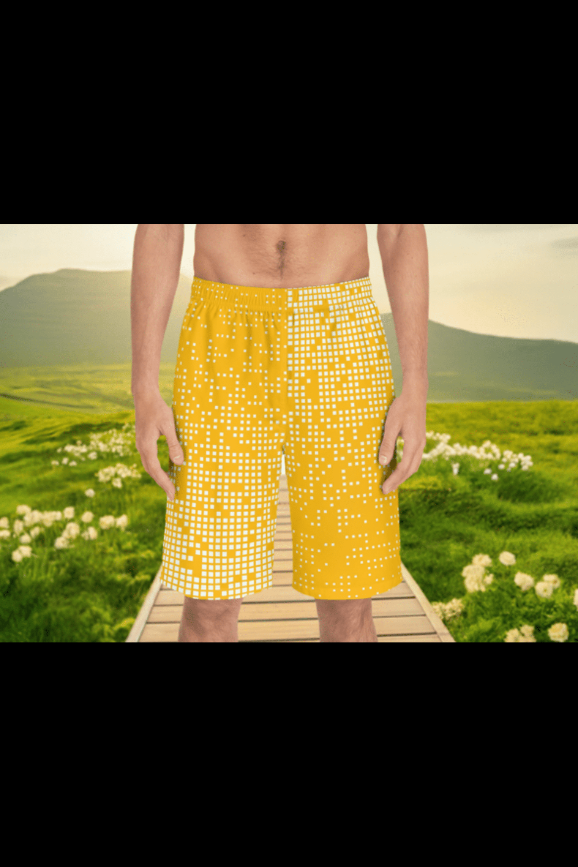 Amber Gradient Dot Mens Board Shorts - Trendy Summer Swimwear - Misfit Marketing Design Studios