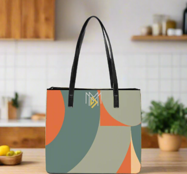 Retro-Kunstledertasche mit abstraktem Design – perfekt für jeden Anlass