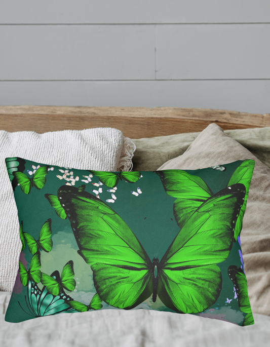 Emerald Butterfly Lumbar Pillow - Decorative Accent for Home or Office - Misfit Marketing Design Studios