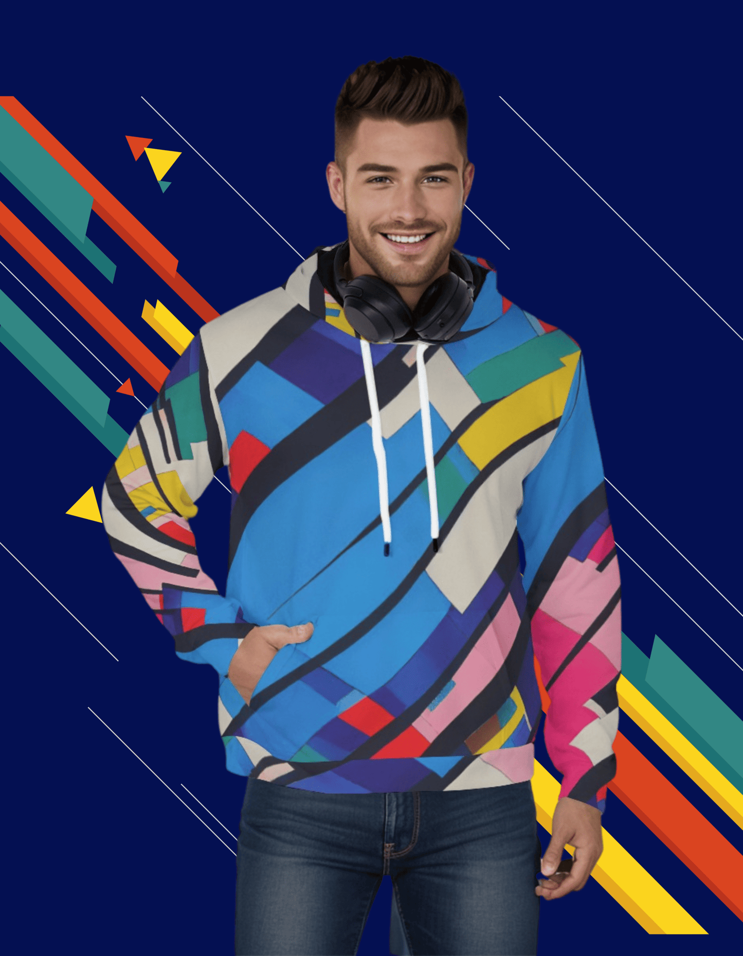 Multicolor Dream Pullover Hoodie - Vibrant Geometric Hoodie Apparel - Misfit Marketing Design Studios