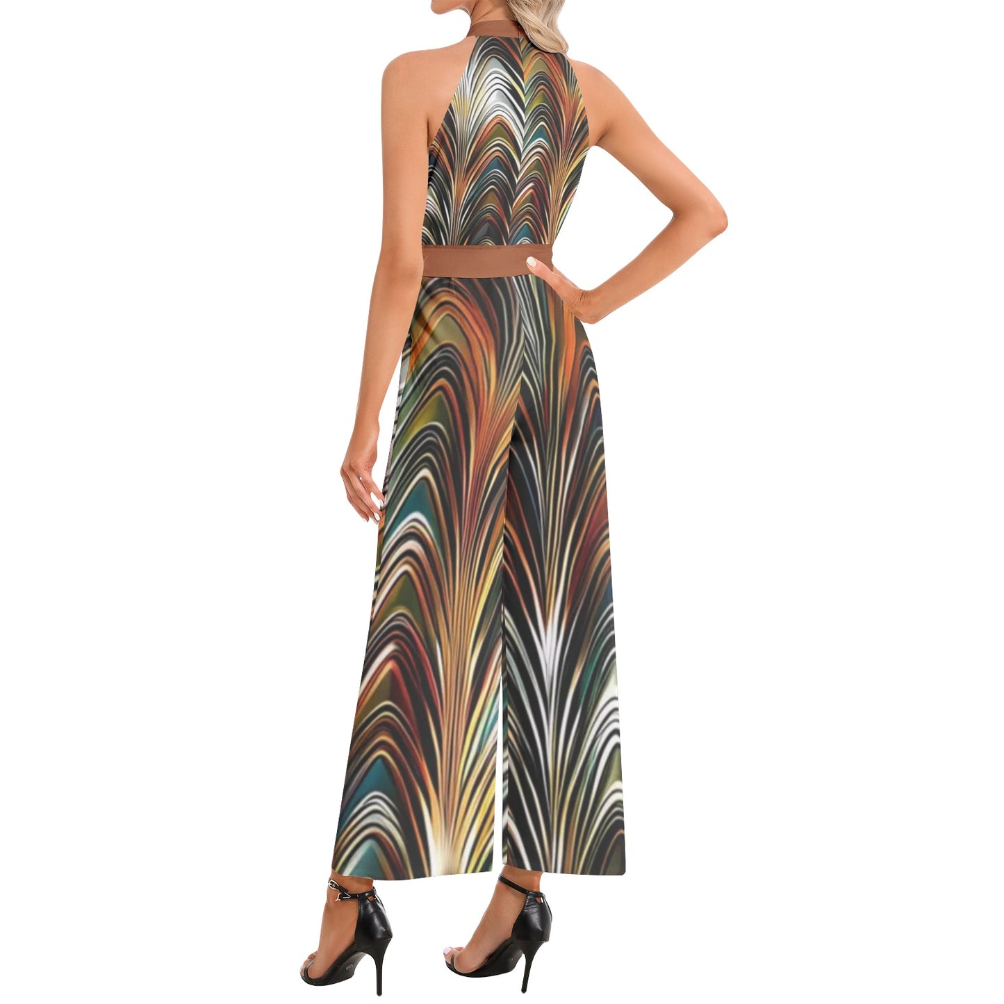 Groovy Halter Neck Belted Jumpsuit