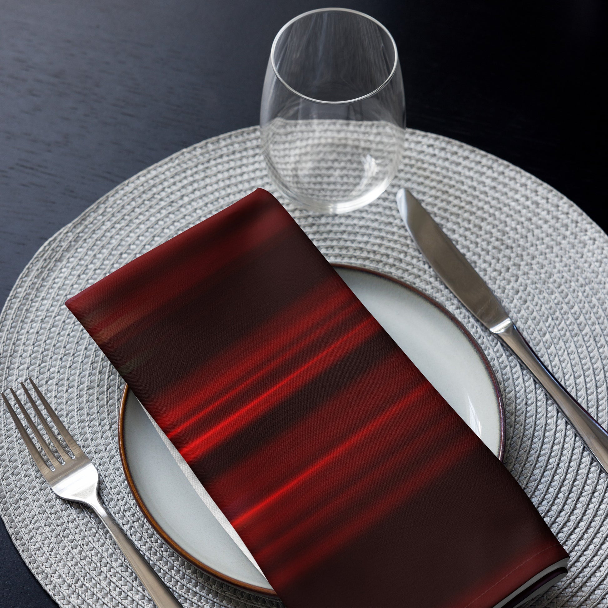 Burgundy Striped Cloth Napkin Set - Elegant Dining and Entertaining Accessory - Misfit Marketing Design Studios