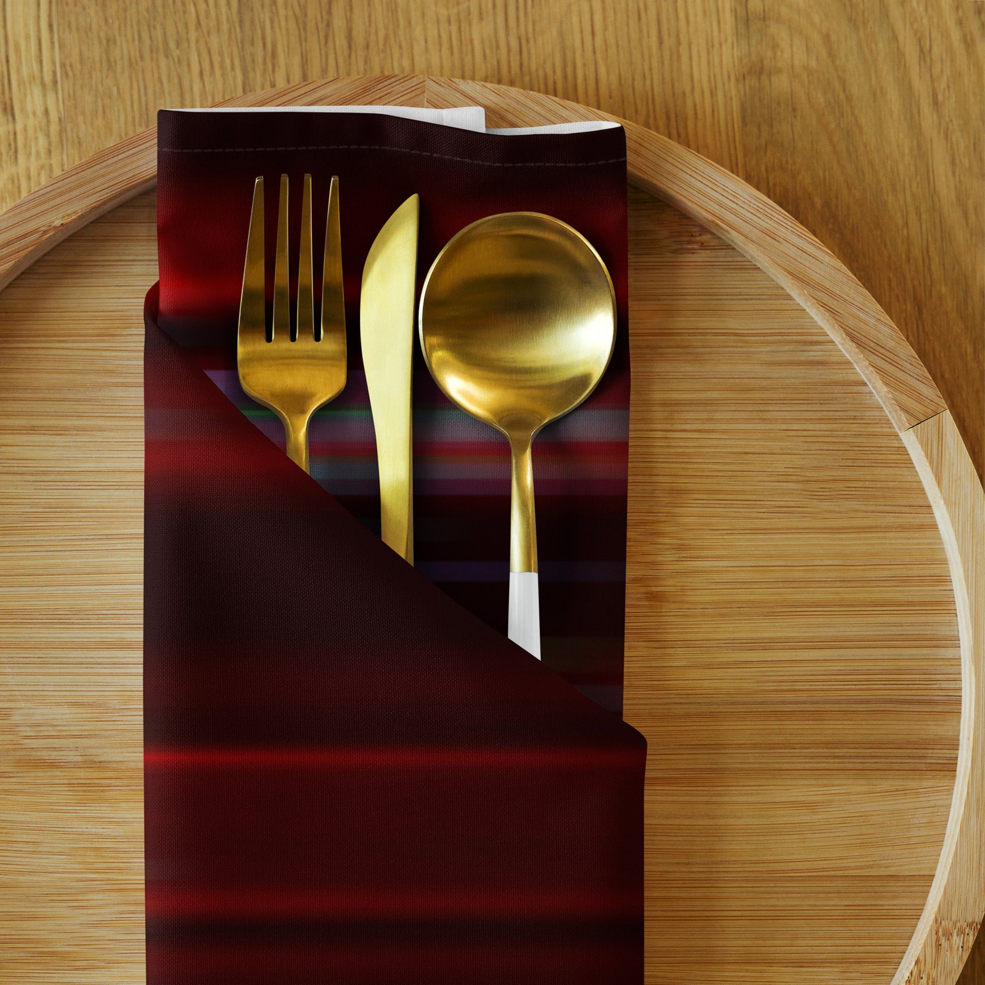 Burgundy Striped Cloth Napkin Set - Elegant Dining and Entertaining Accessory - Misfit Marketing Design Studios