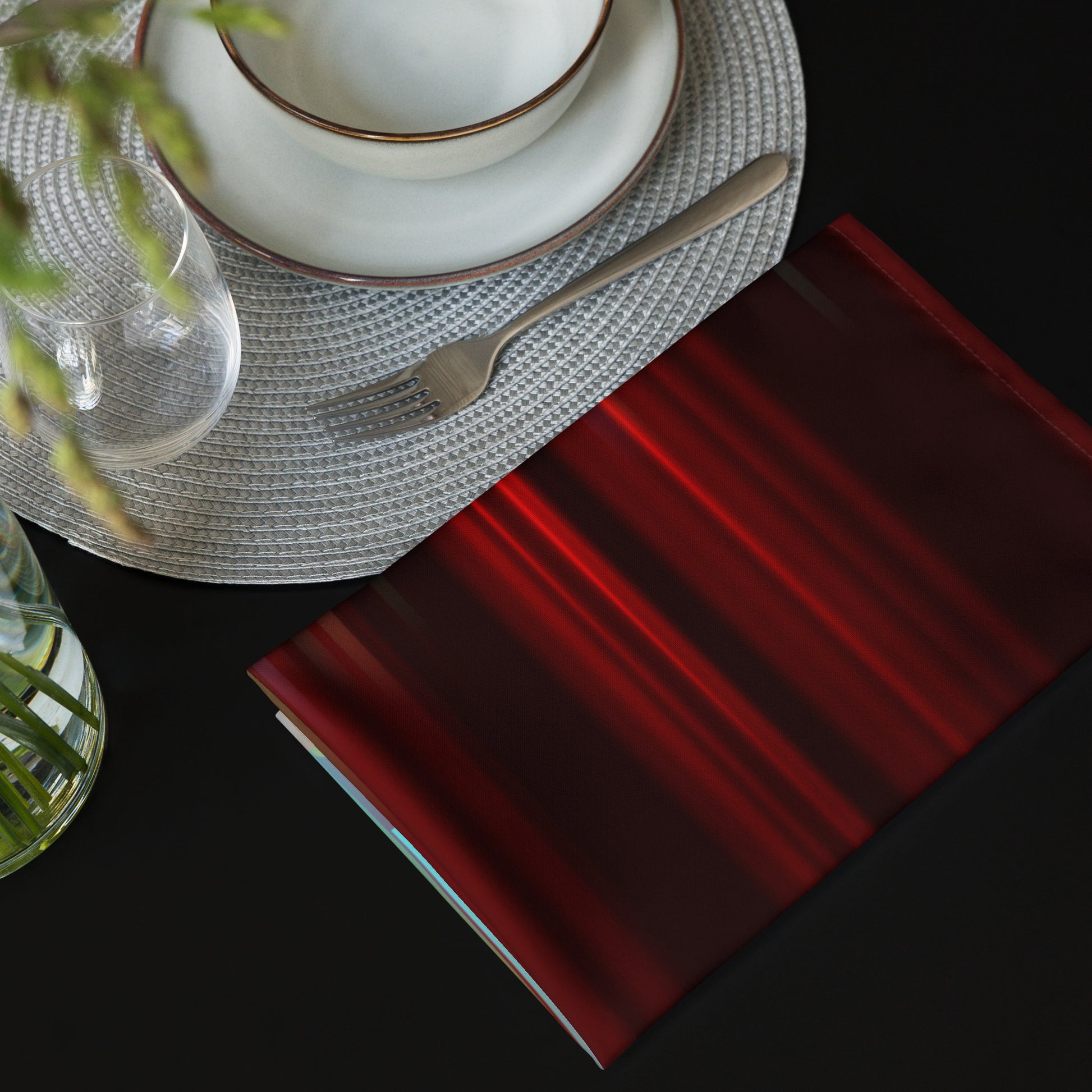 Burgundy Striped Cloth Napkin Set - Elegant Dining and Entertaining Accessory - Misfit Marketing Design Studios