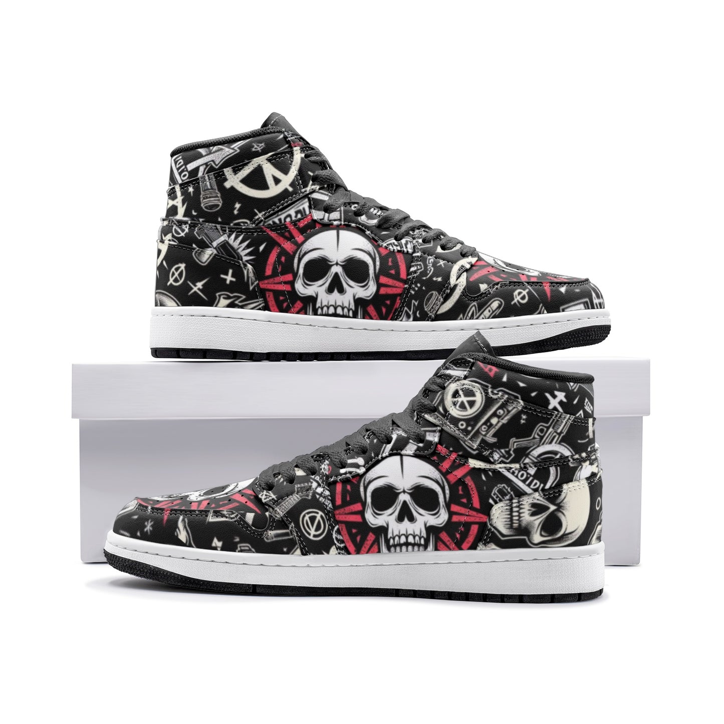 Punk Anarchy Skull Unisex High Top Fashion Sneakers