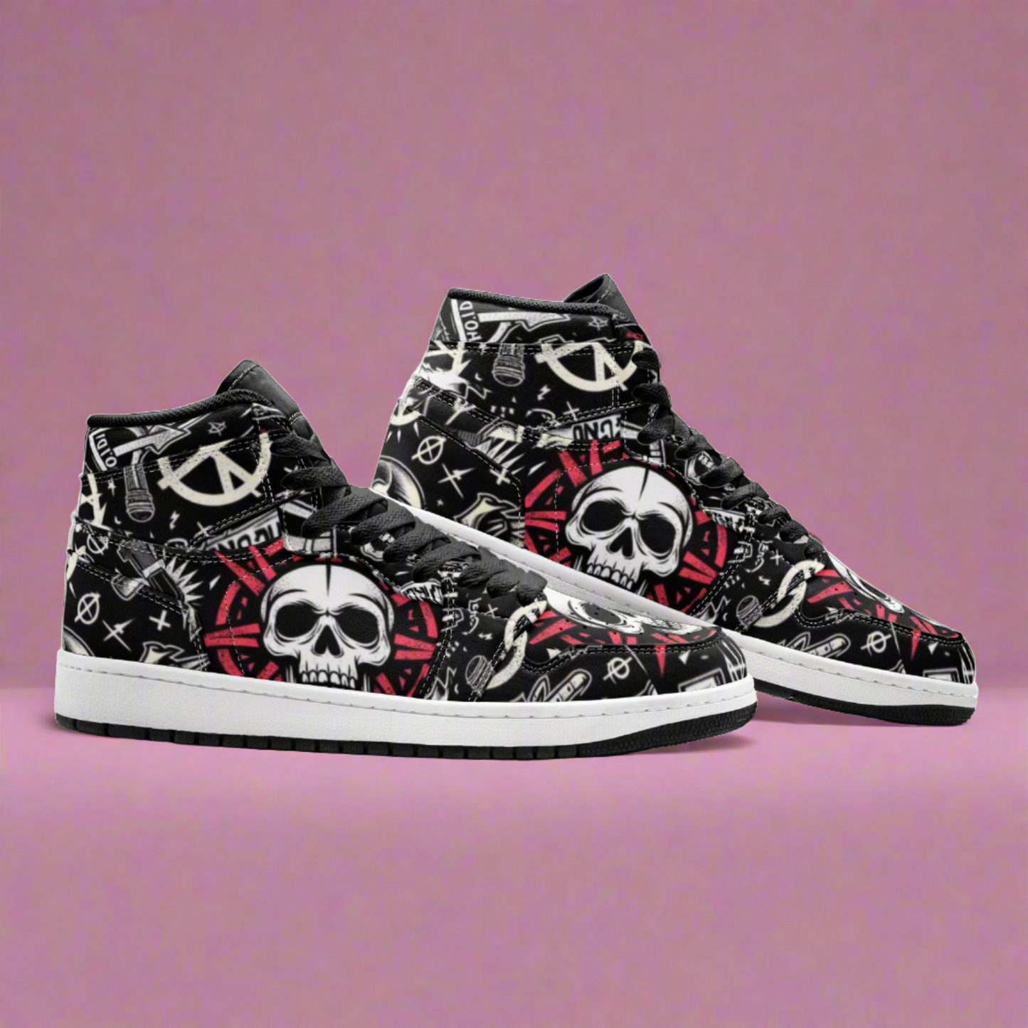 Punk Anarchy Skull Unisex High Top Fashion Sneakers