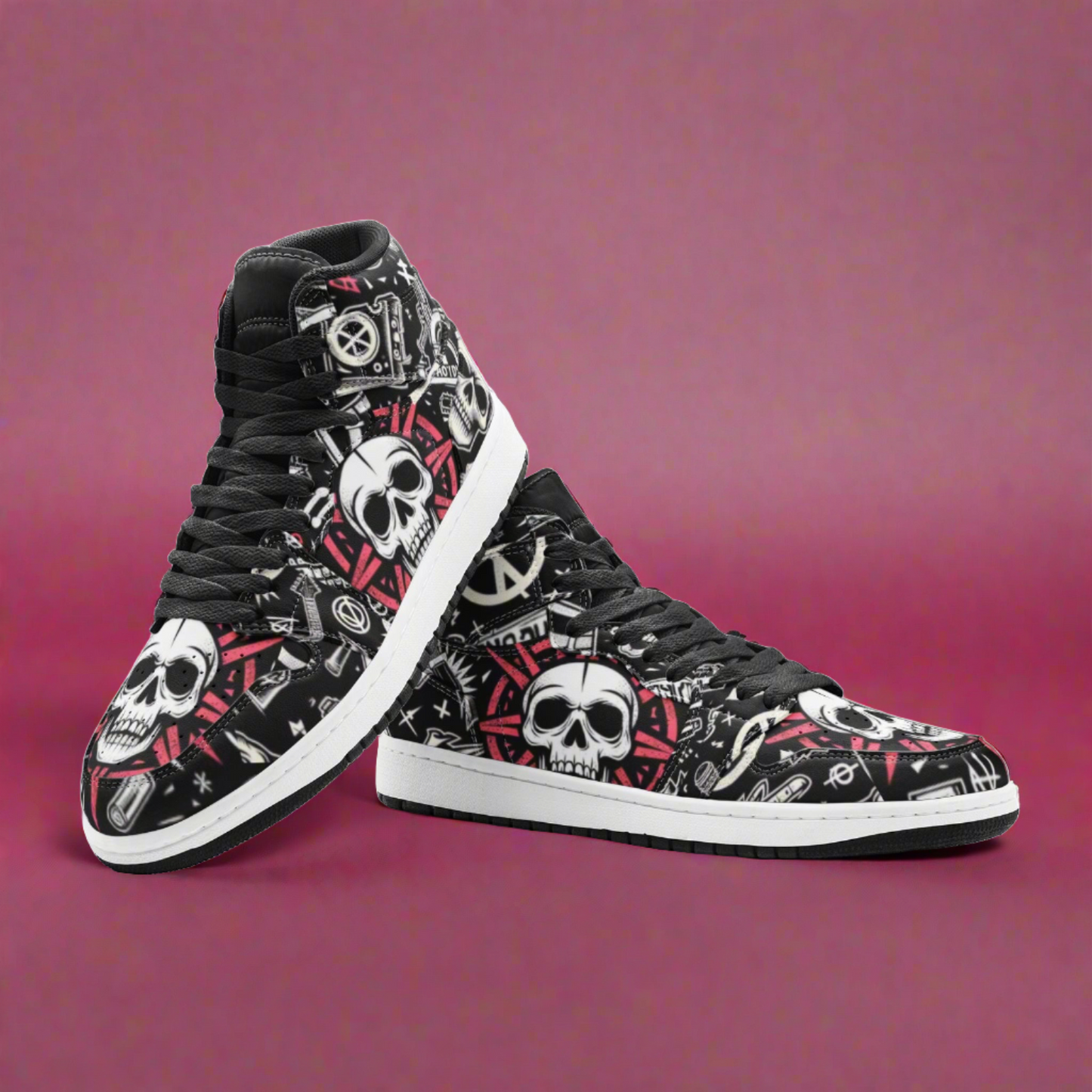 Punk Anarchy Skull Unisex High Top Fashion Sneakers