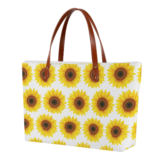 White Sunflower Tote - Elegant and Functional Bag - Misfit Marketing Design Studios