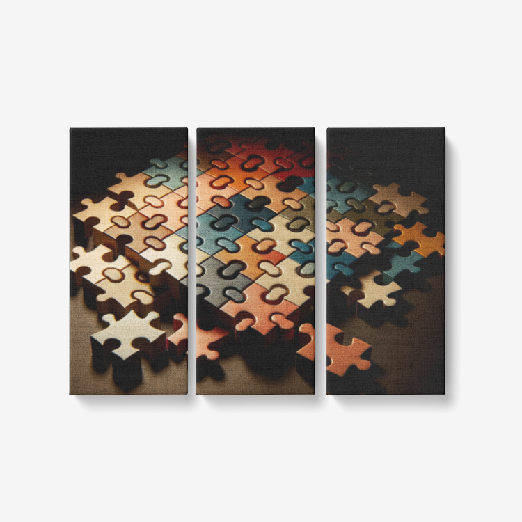 3-Piece Misfit Puzzle Canvas Wall Art - Unique and Intriguing Home Decor - Misfit Marketing Design Studios