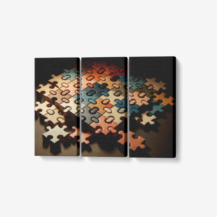 3-Piece Misfit Puzzle Canvas Wall Art - Unique and Intriguing Home Decor - Misfit Marketing Design Studios